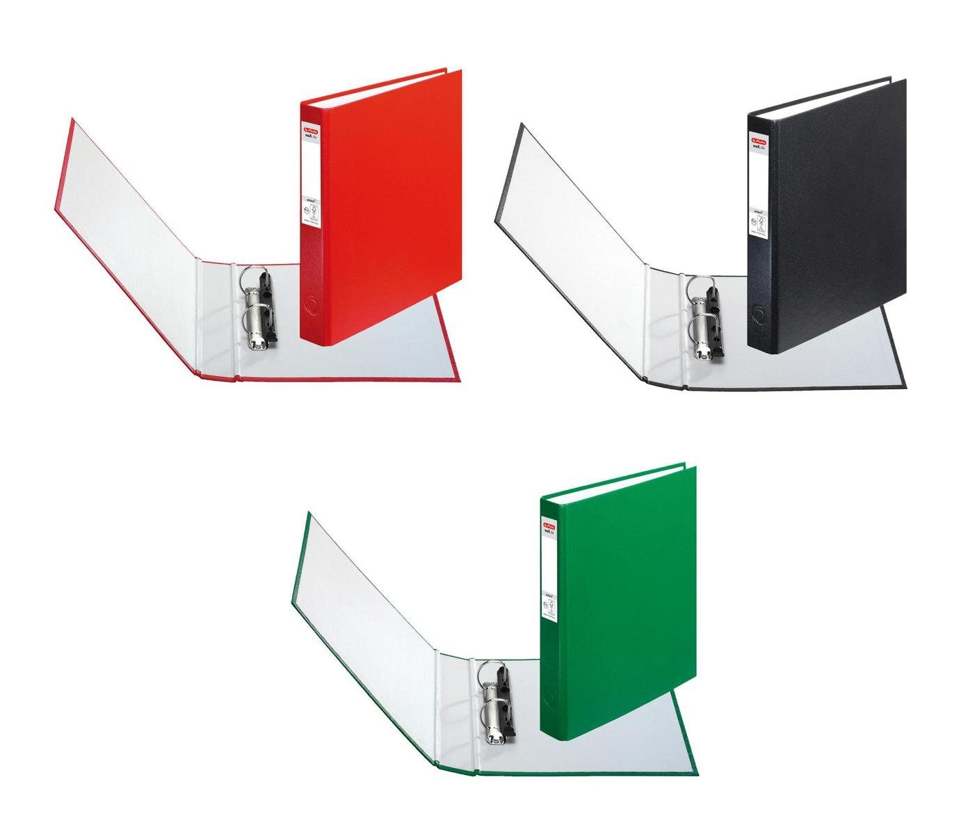 Herlitz Aktenordner 3 Herlitz Ringbücher / DIN A5 Ringbuch mit 2-Ringe / je 1x grün rot sc