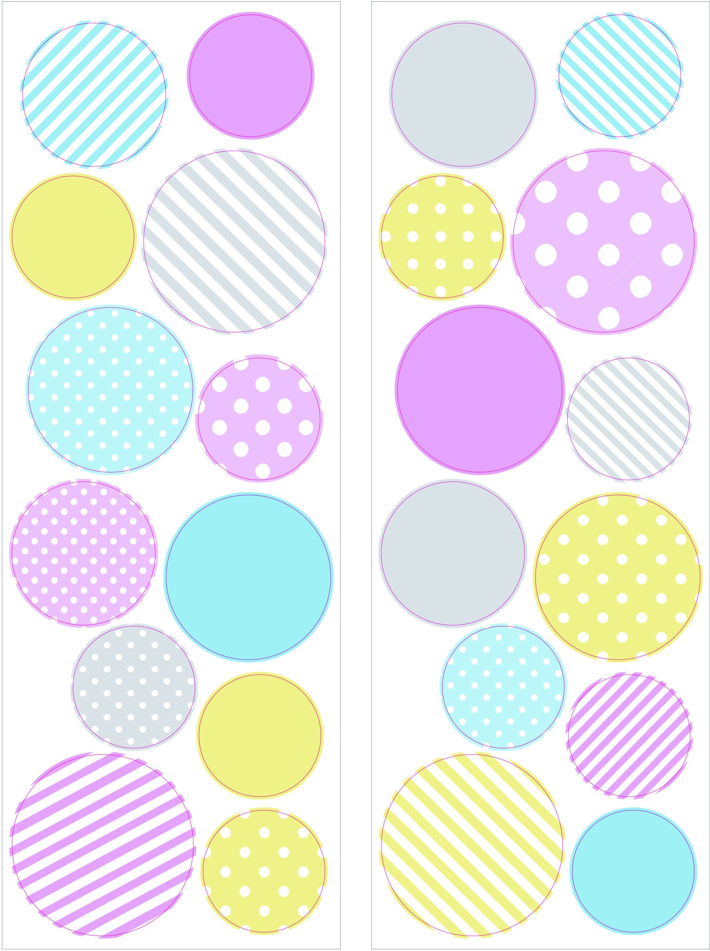 Art for the home Wandtattoo Punkte (1 St), Wandaufkleber - Dots - Pastellfarben - 2 x 25x70 cm
