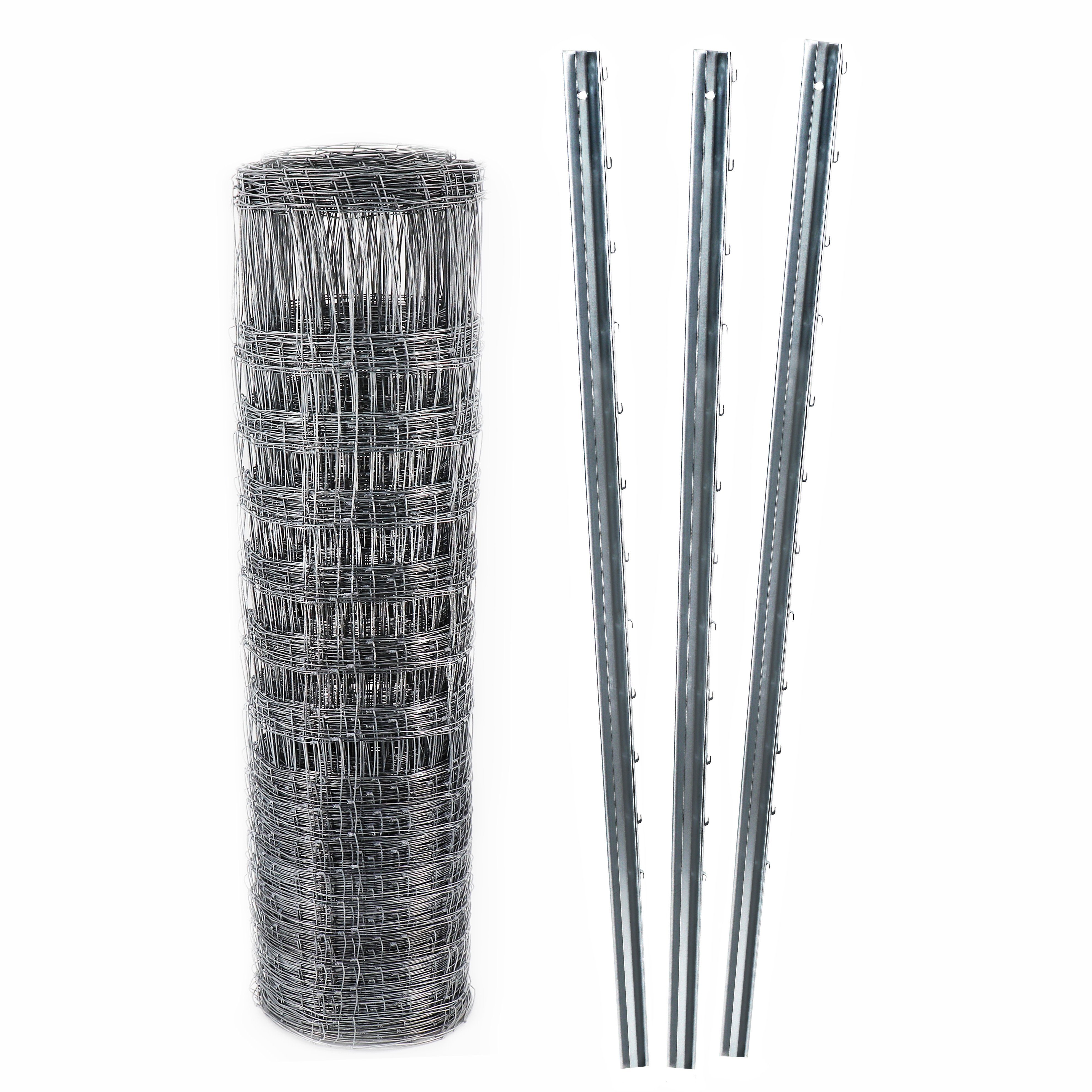 Wildzaun 50m Wildzaun Forstzaun 100/8/15+ Z-Profil Zaunpfosten