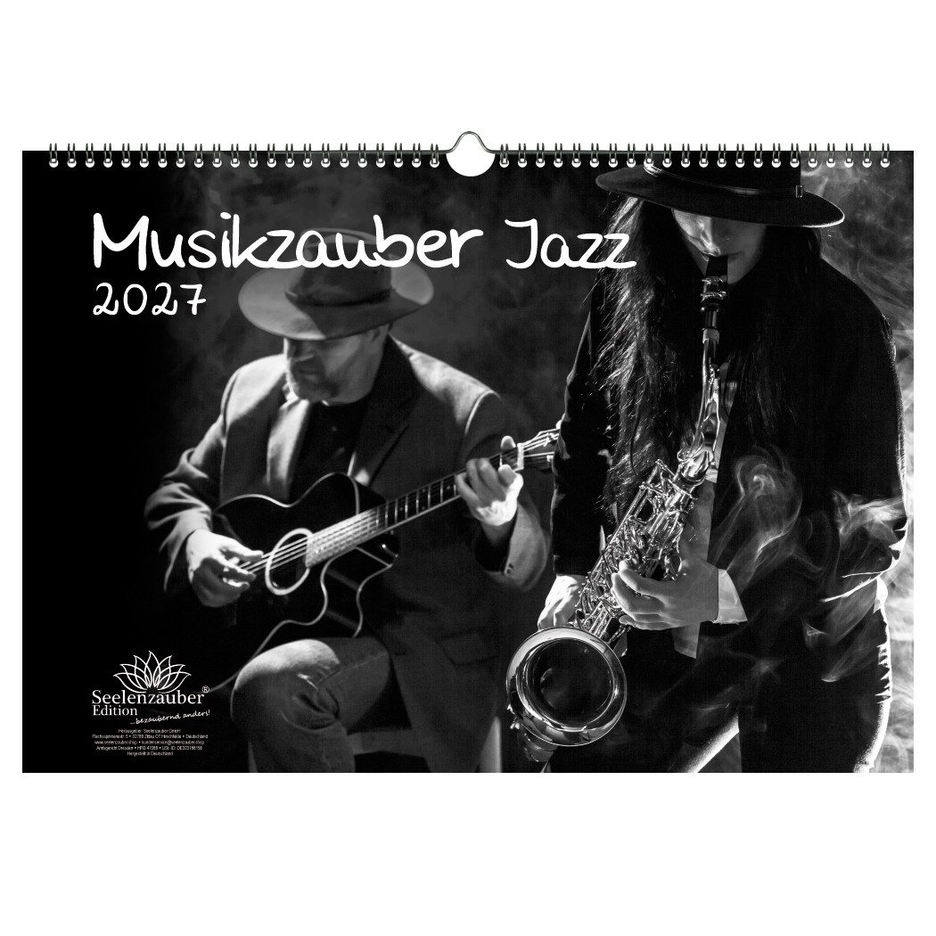 Seelenzauber Wandkalender Musikzauber Jazz DIN A3 Kalender 2027 Musik Instrumente Seelenzauber