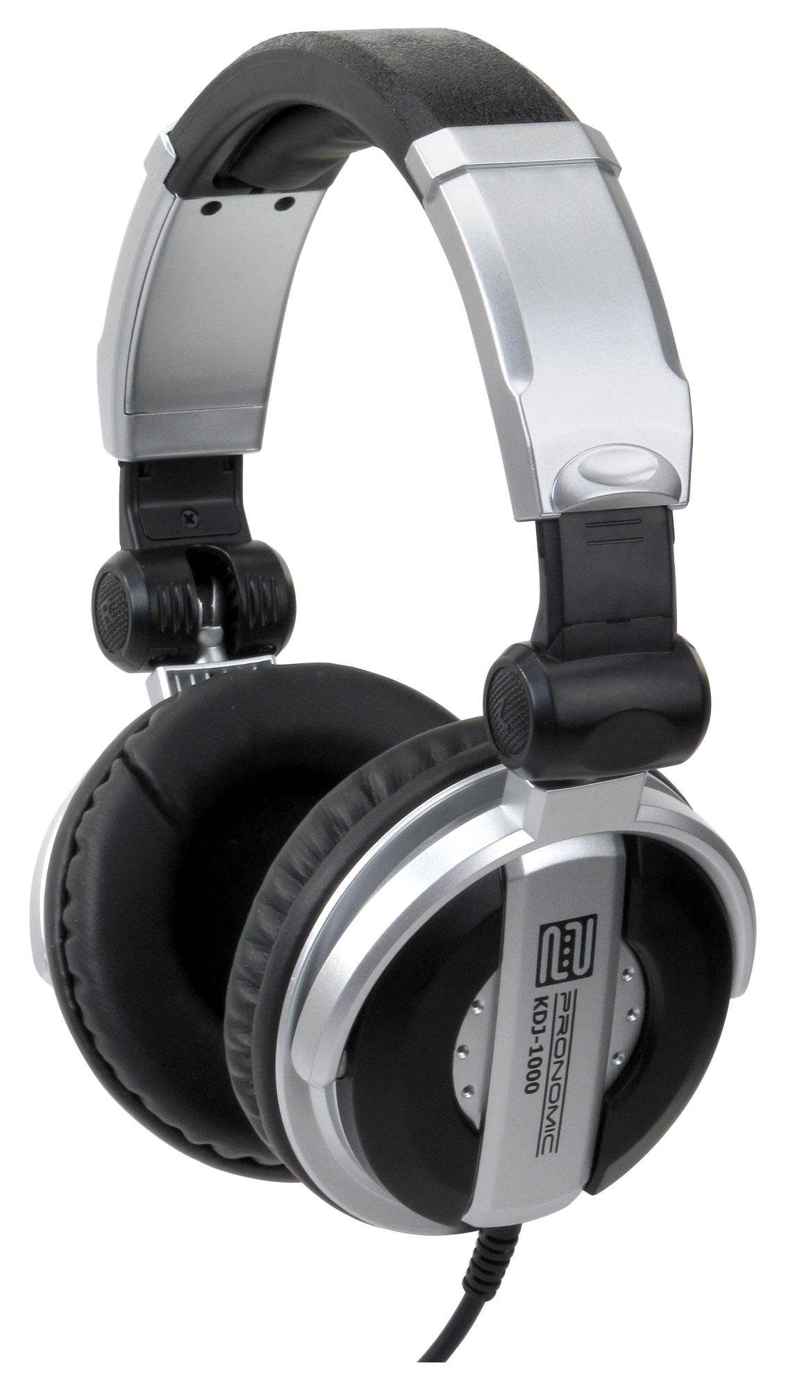 Pronomic KDJ-1000 verstellbarer Kopfbügel, inkl. Adapter) m 107 Kopfhörer, Kabel, 3,5 db DJ-Kopfhörer SPL, dynamischer (Außenschallisolierung