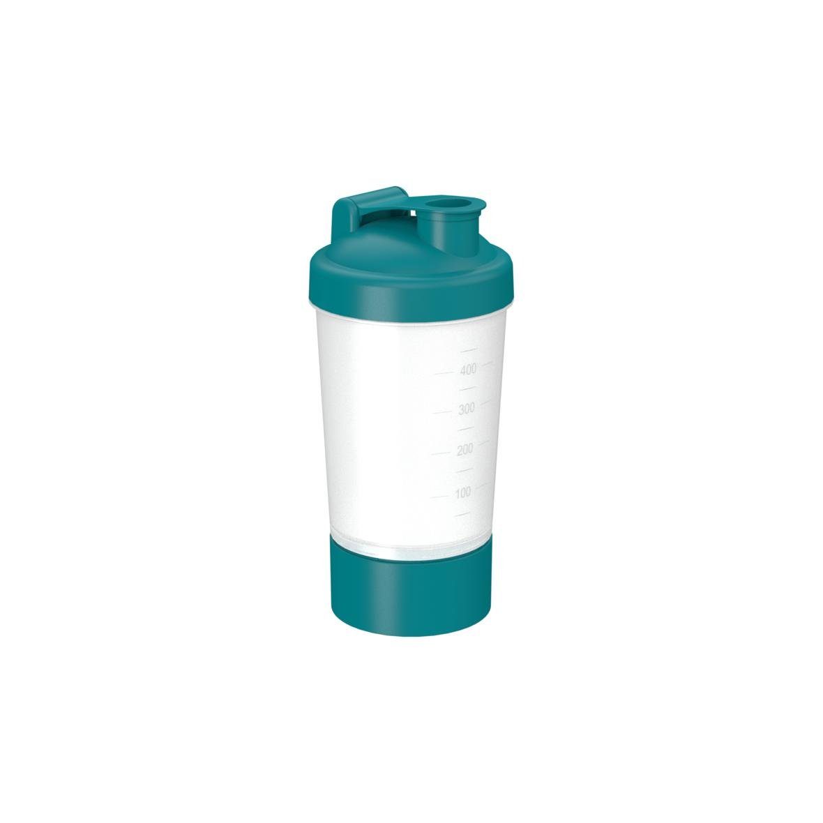 Protein Shaker 400ml Fitness shaker mit Pulverfach inkl. Sieb und Skala