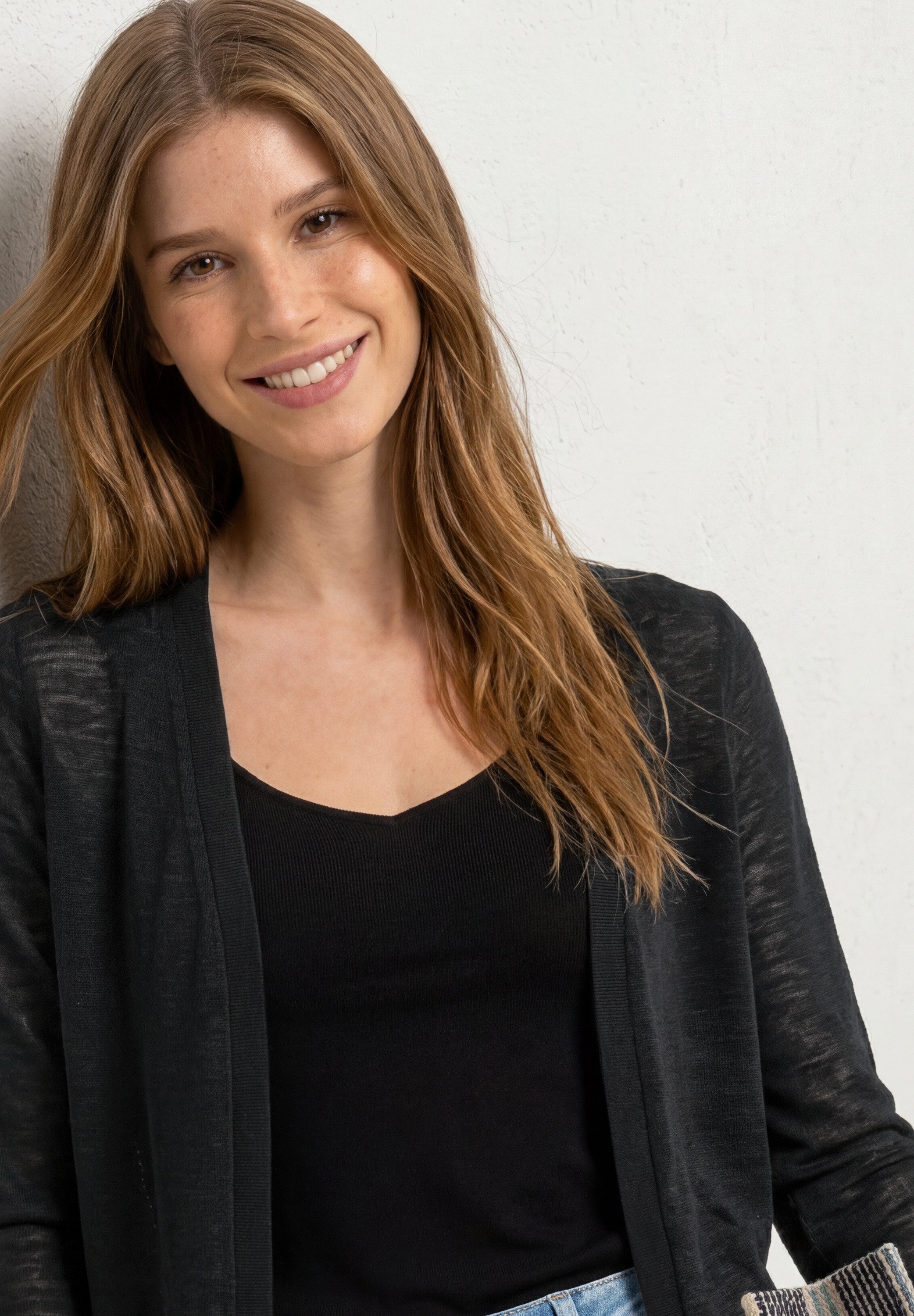 STREET ONE Shirtjacke Style Suse 3/4-Arm Jacke in offener Passform - aus Viskose und mit Stretch
