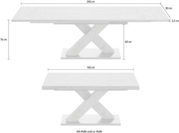 Mäusbacher Esstisch Komfort C, mit X-Gestell in graphit und mit Auszugsfunktion, Breite 160-260 cm