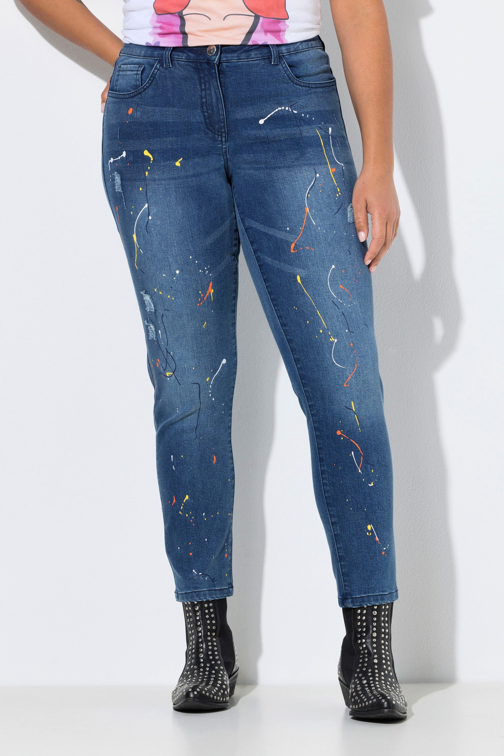 Angel of Style Regular-fit-Jeans Jeans Emma Slim Fit 5-Pocket Farbspritzer