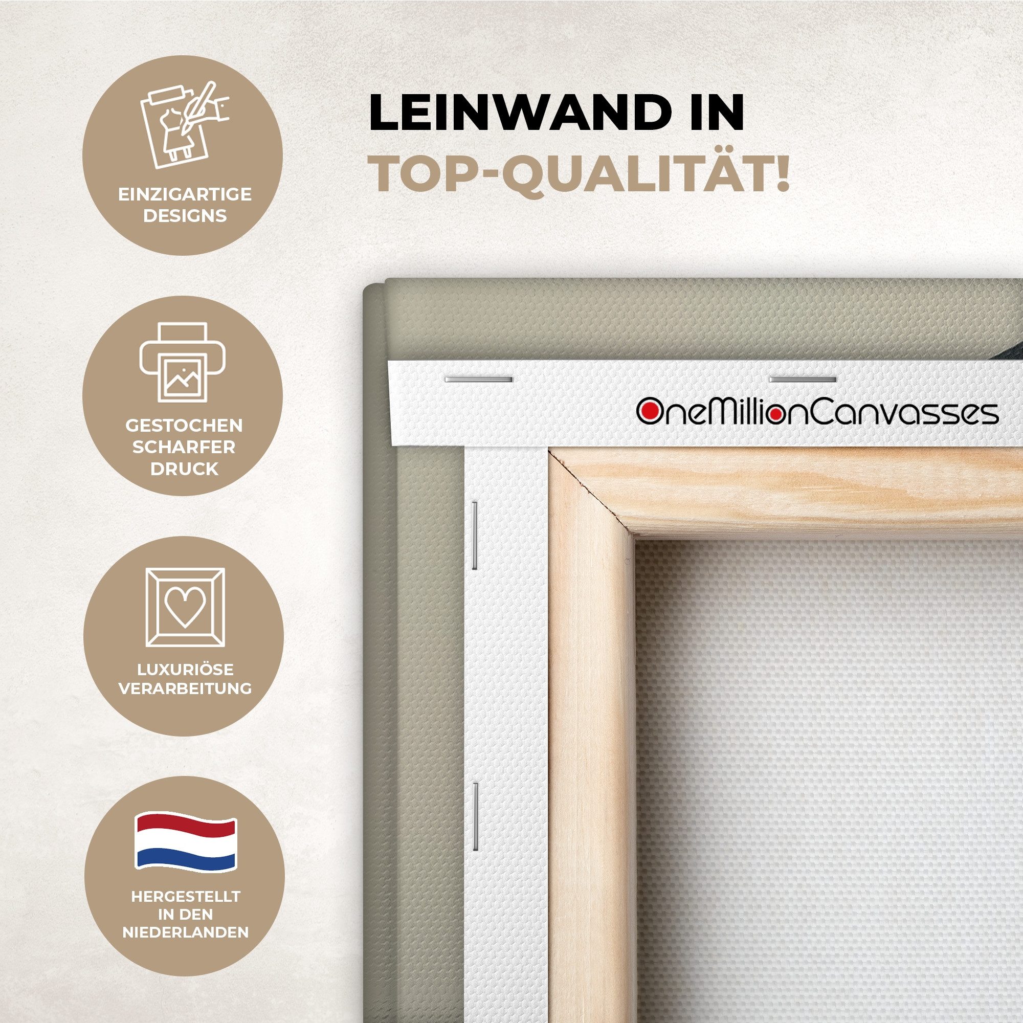 OneMillionCanvasses® Leinwandbild Frau - Grün - Hut, Fotodruck (1 St), Leinwand Bilder Klein, Wand Dekoration Aesthetic 30x20 cm