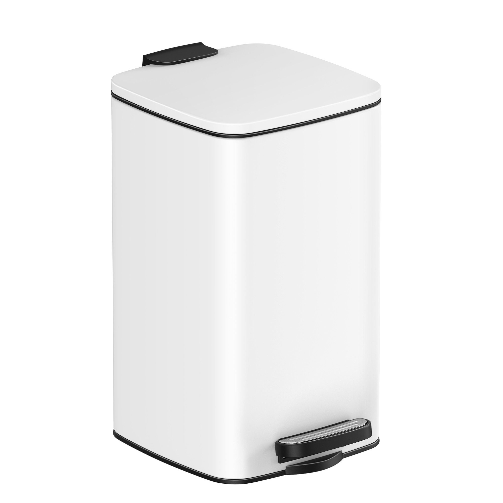 SONGMICS Kosmetikeimer Mülleimer Bad, kleiner Abfalleimer, Tretmülleimer, mit Pedal, 8 Liter, für kleine Räume, mit Deckel, Softclose, Stahl