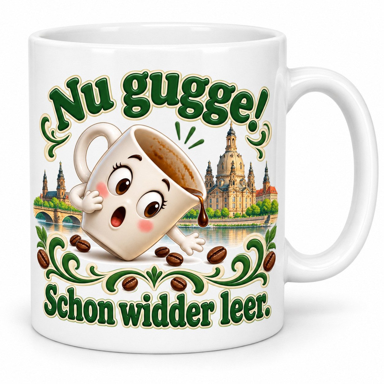 WS-Trend Tasse Dresden saechsischer Spruch Kaffeetasse 330 ml Geschenk mit Motivdruck, Keramik