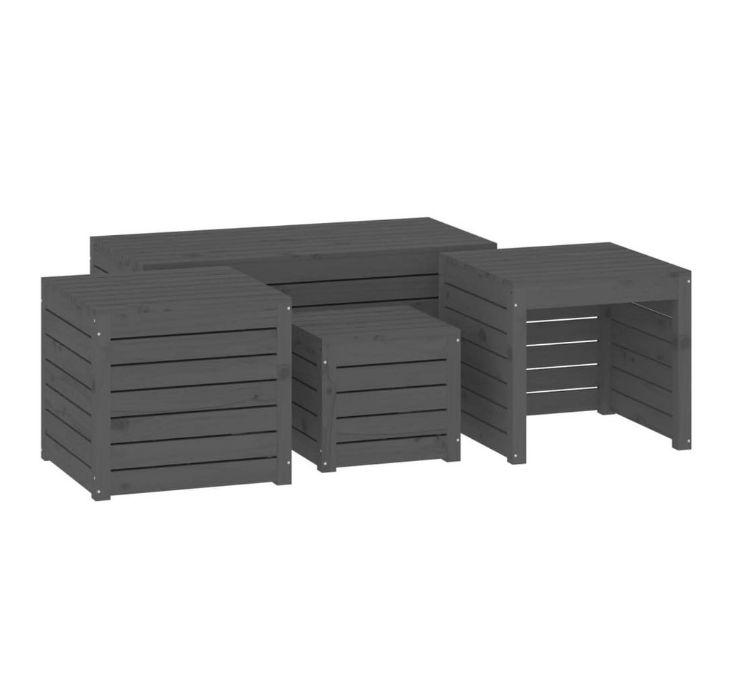 Thumbnail - furnicato Gartenbox 4-tlg. Gartenbox-Set Grau Massivholz Kiefer (1 St)