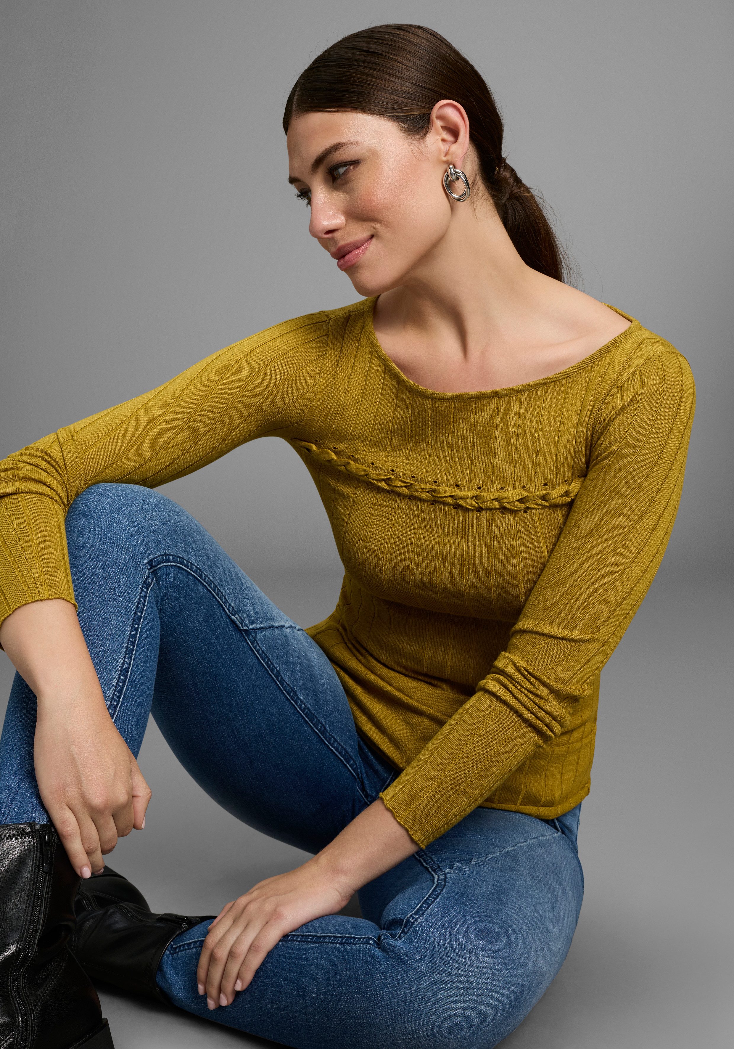 Bruno Banani Strickpullover mit tollem, geflochtenem günstig online kaufen