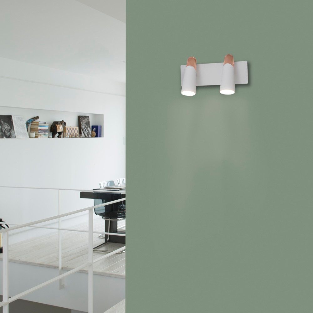 Faro Wandleuchte LED Wandleuchte Lao, weiß, kupfer, 2-flammig, LED