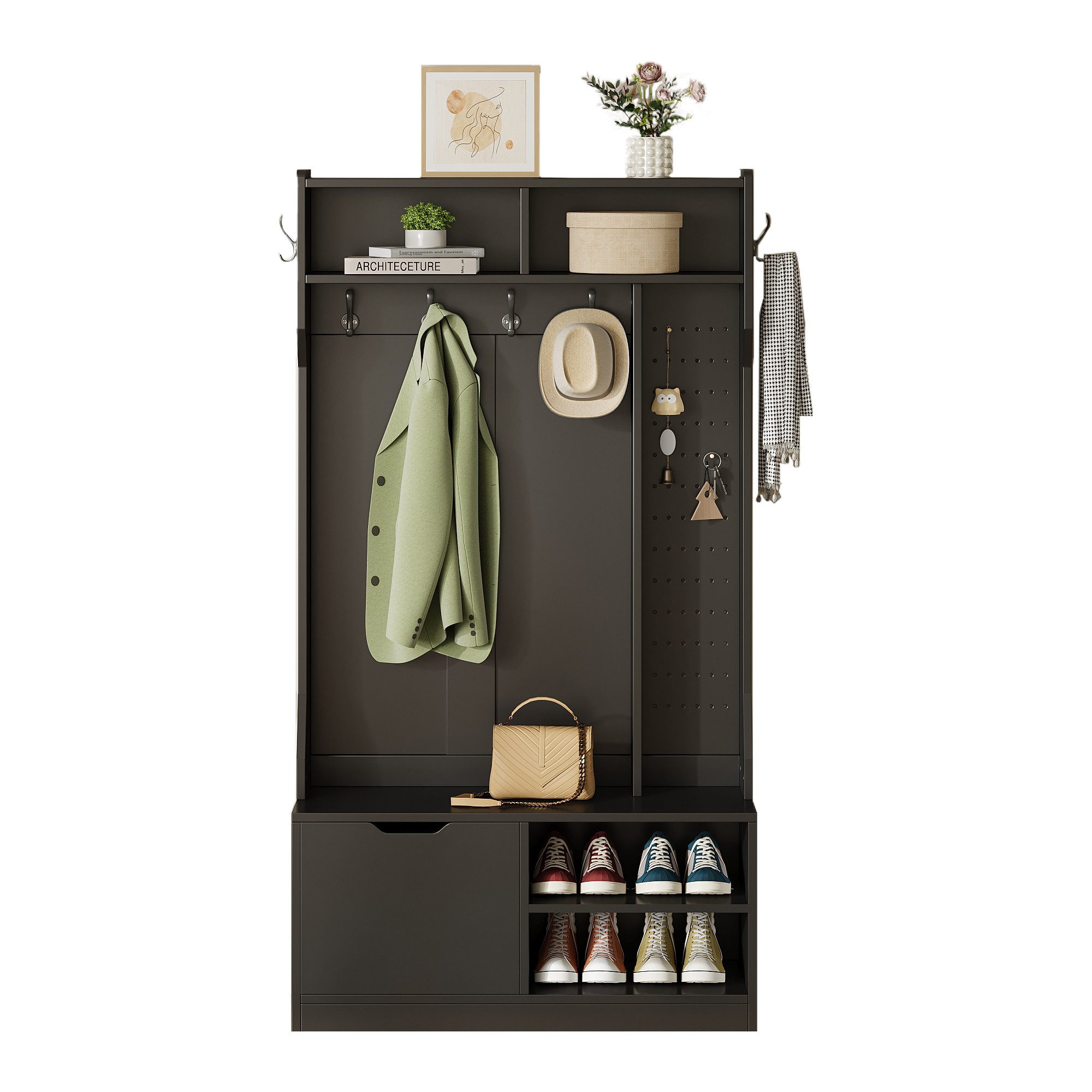 KLAM HOME Garderoben-Set Moderne Flurgarderobe mit Sitzbank und Stauraum, 1 günstig online kaufen