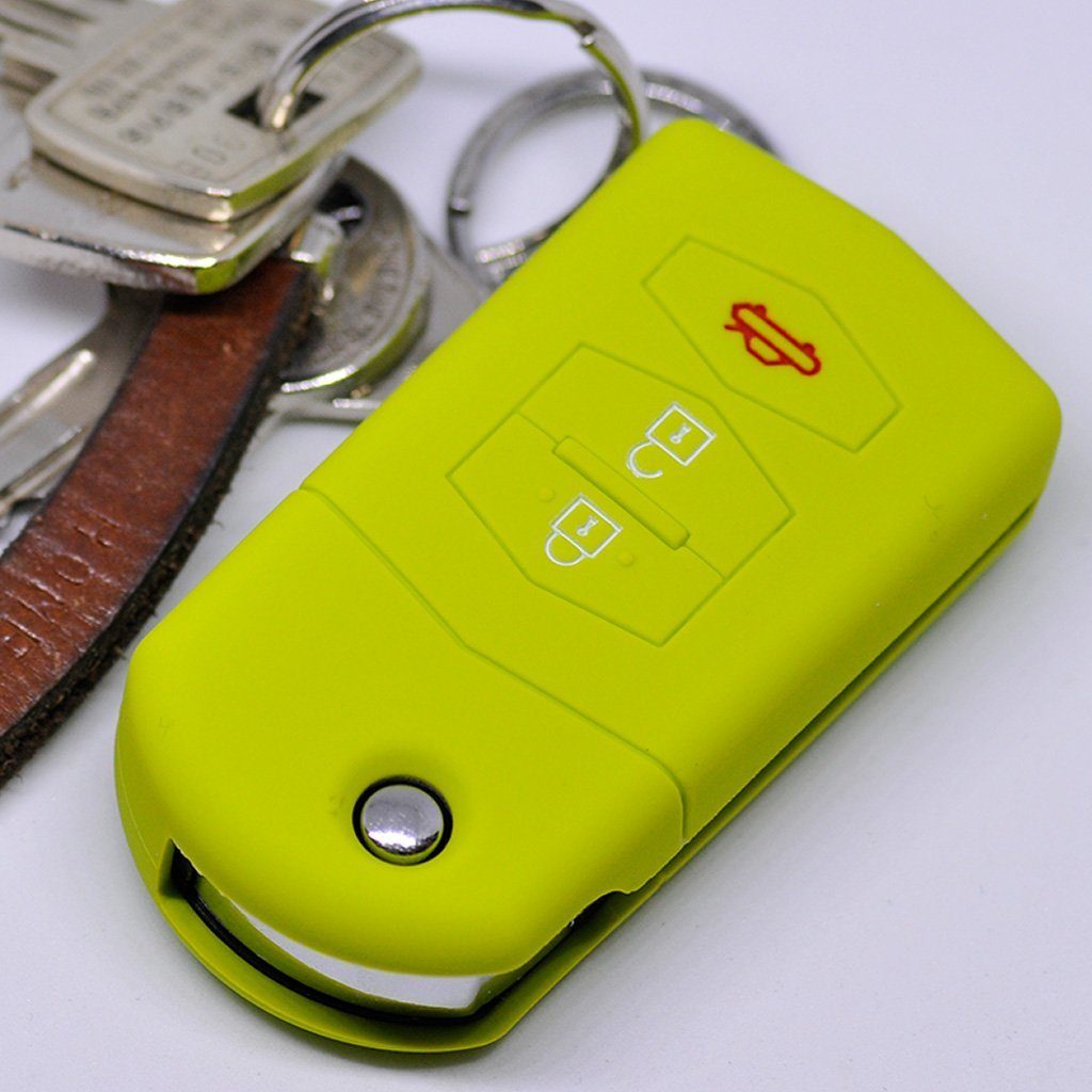 mt-key Schlüsseltasche Autoschlüssel Softcase Silikon Schutzhülle Blau, für  Mazda CX-7 CX-5 2 4 5 6 RX-8 2 Tasten Klappschlüssel