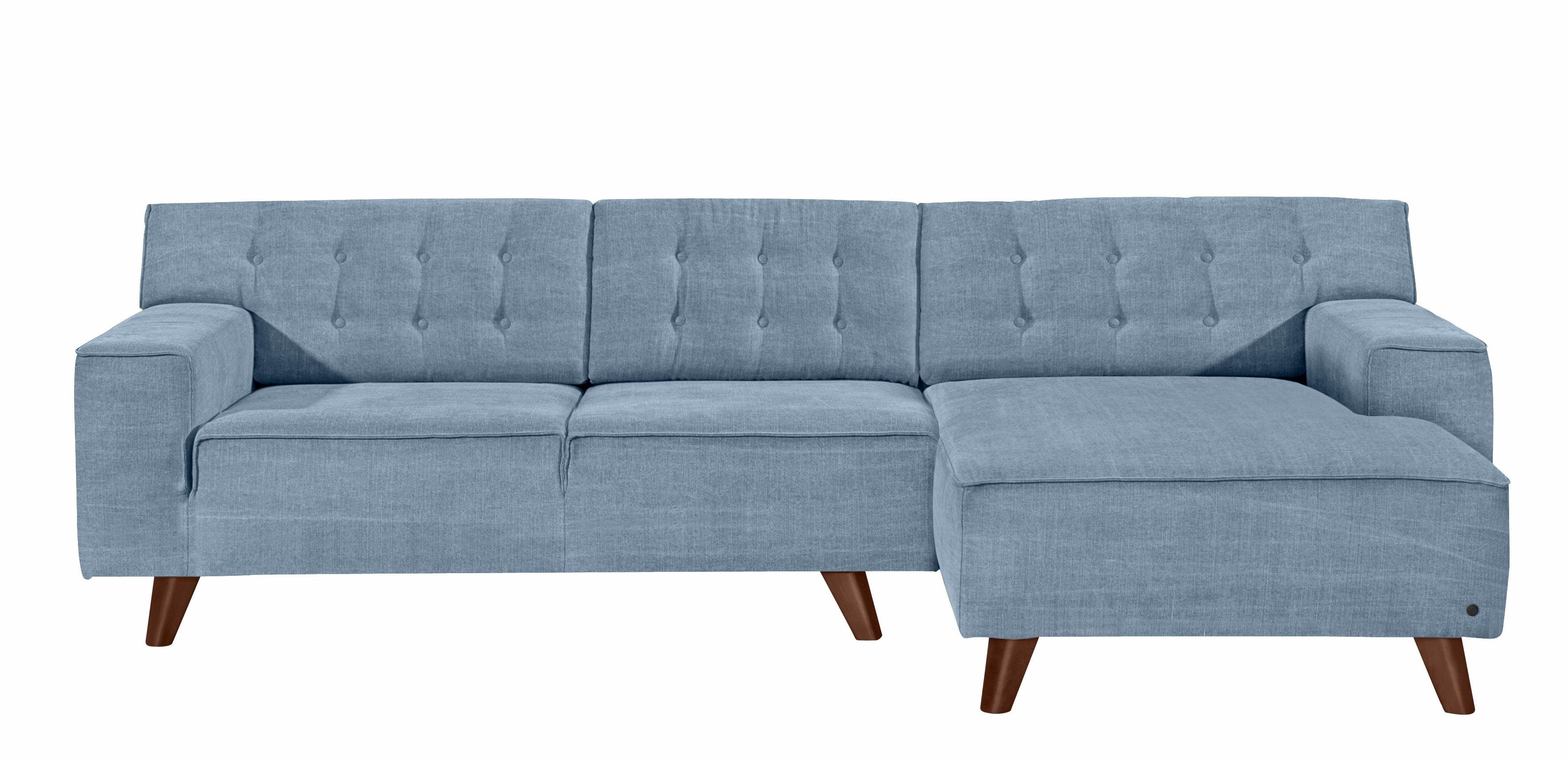 TOM TAILOR HOME Ecksofa NORDIC CHIC, mit Recamiere, im Retrolook, Füße nussbaumfarben