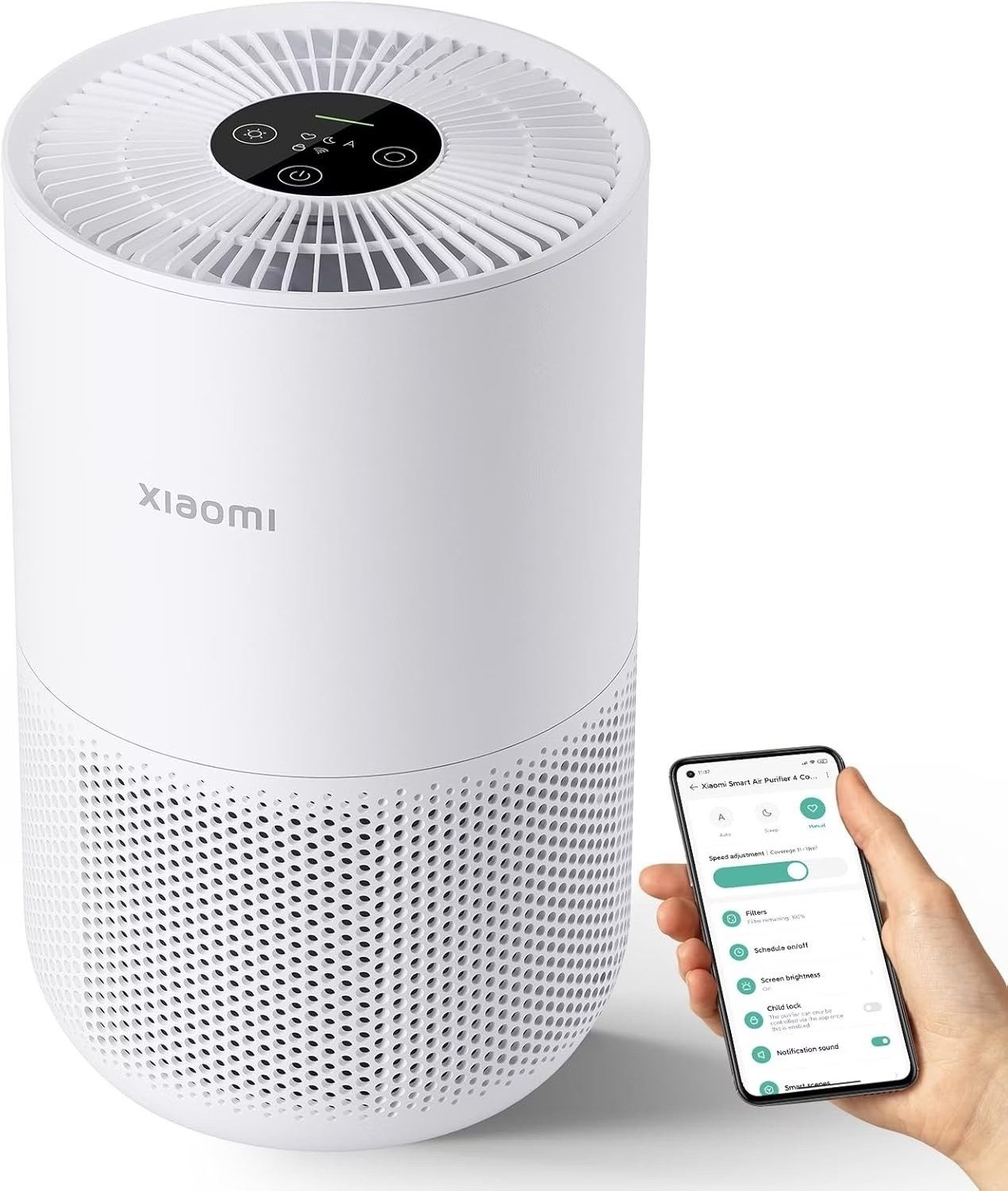 Xiaomi Luftreiniger Xiaomi Smart Air Purifier 4 Compact, für 48 m² Räume, Xiaomi Air Purifier 4 Compact HEPA Ultra Luftreiniger & leise Zuhause!