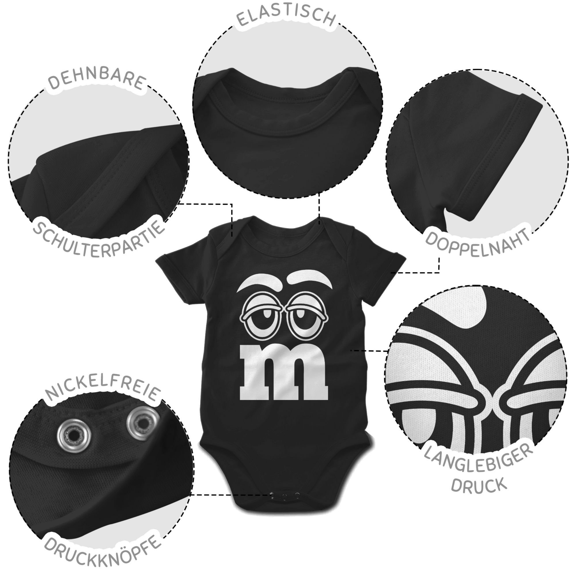Fasching & Shirtracer Faschingskostüm M&M Aufdruck Karneval Gruppen Schwarz Gesicht Shirtbody 3