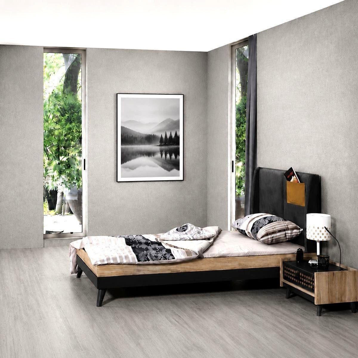 Xlmoebel Kinderbett Einzelbett Jugendbett Grau Beige Modern Kopfteil Schlafzimmer (2-tlg., 2-tlg)