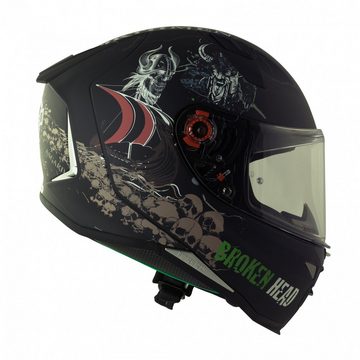 Broken Head Motorradhelm Broken Head Fullgas Viking Integralhelm V2 Pro SET + Blau Verspiegeltes Visier (Mit Blau Verspiegeltem Visier), Für echte Wikinger!