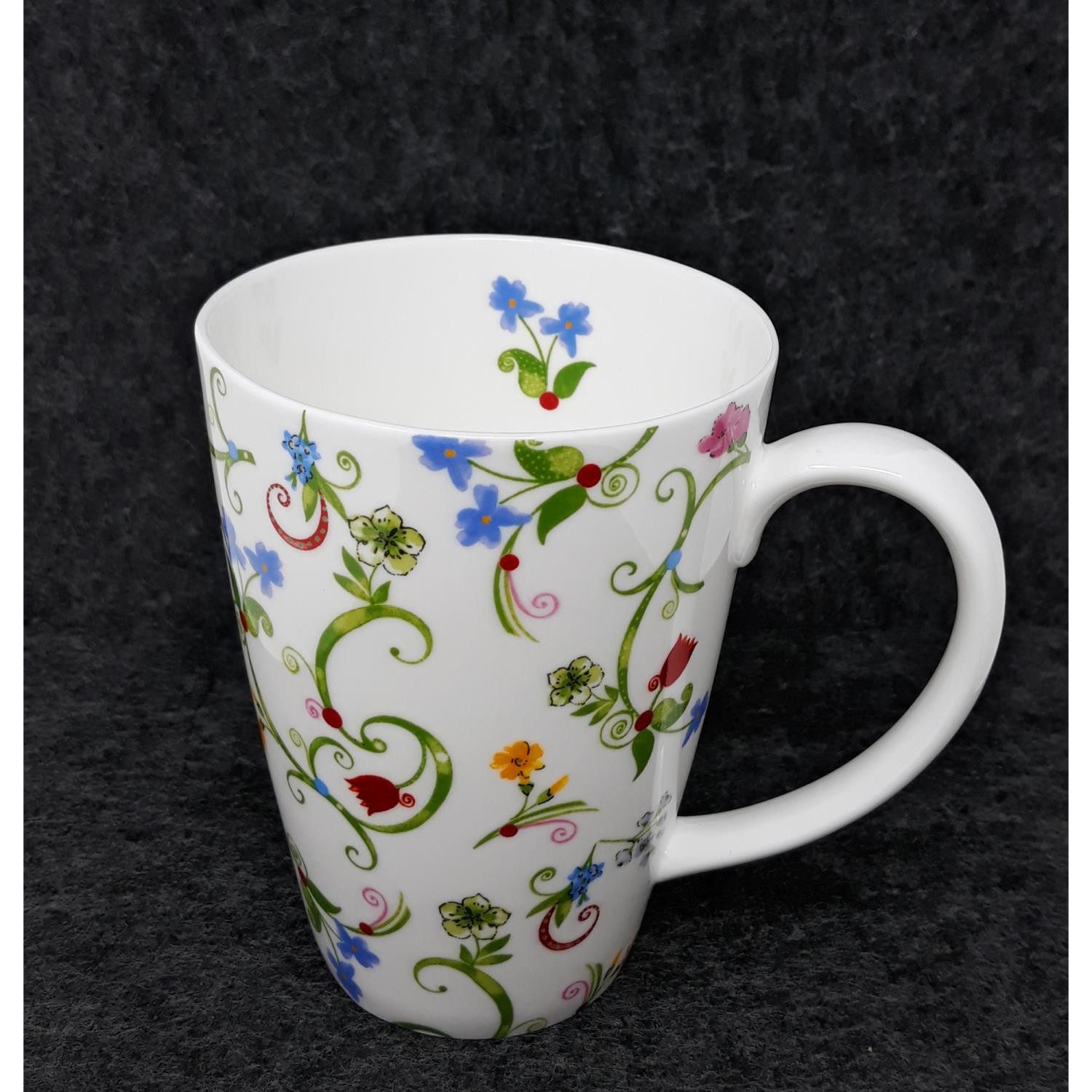 TeaLogic Tasse Blumenranken, Porzellan, Spülmaschinengeeignet, Weiß, Blumen, H: 13.5cm