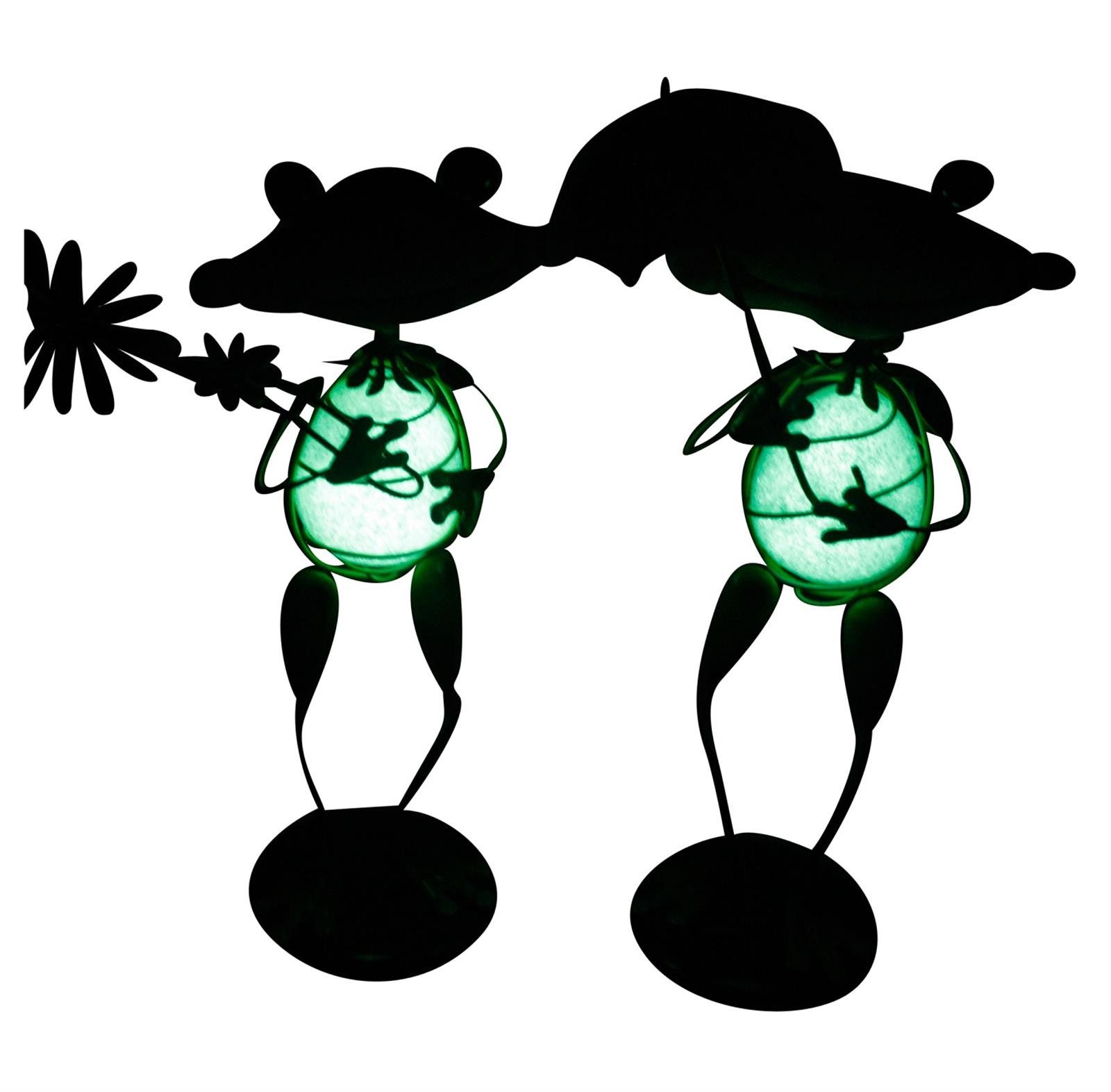 Geschenkestadl Tierfigur 2 lustige fluoreszierende Metall Frosch Figuren 32-34cm Gartenfigur (2 St)