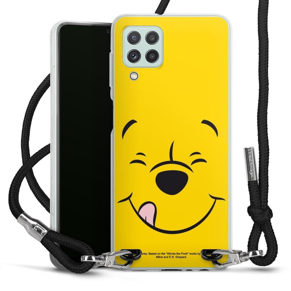 DeinDesign Handyhülle Winnie Puuh Offizielles Lizenzprodukt Disney Puuh Closeup, Samsung Galaxy A22 4G Handykette Hülle mit Band Case zum Umhängen