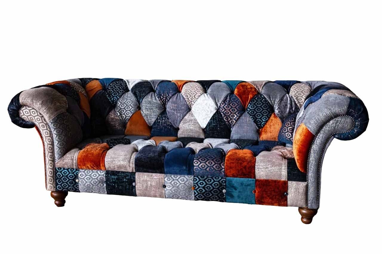Sofa Textil Chesterfield Sofas Chesterfield-Sofa, Klassisch JVmoebel Wohnzimmer Design Dreisitzer