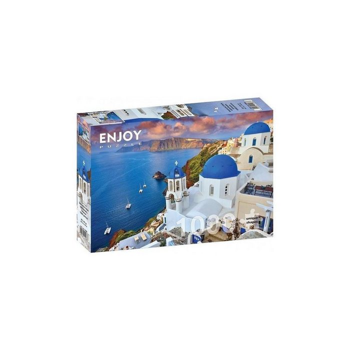 ENJOY Puzzle Puzzle ENJOY-1086 - Blick auf Santorin mit Booten ... Puzzleteile