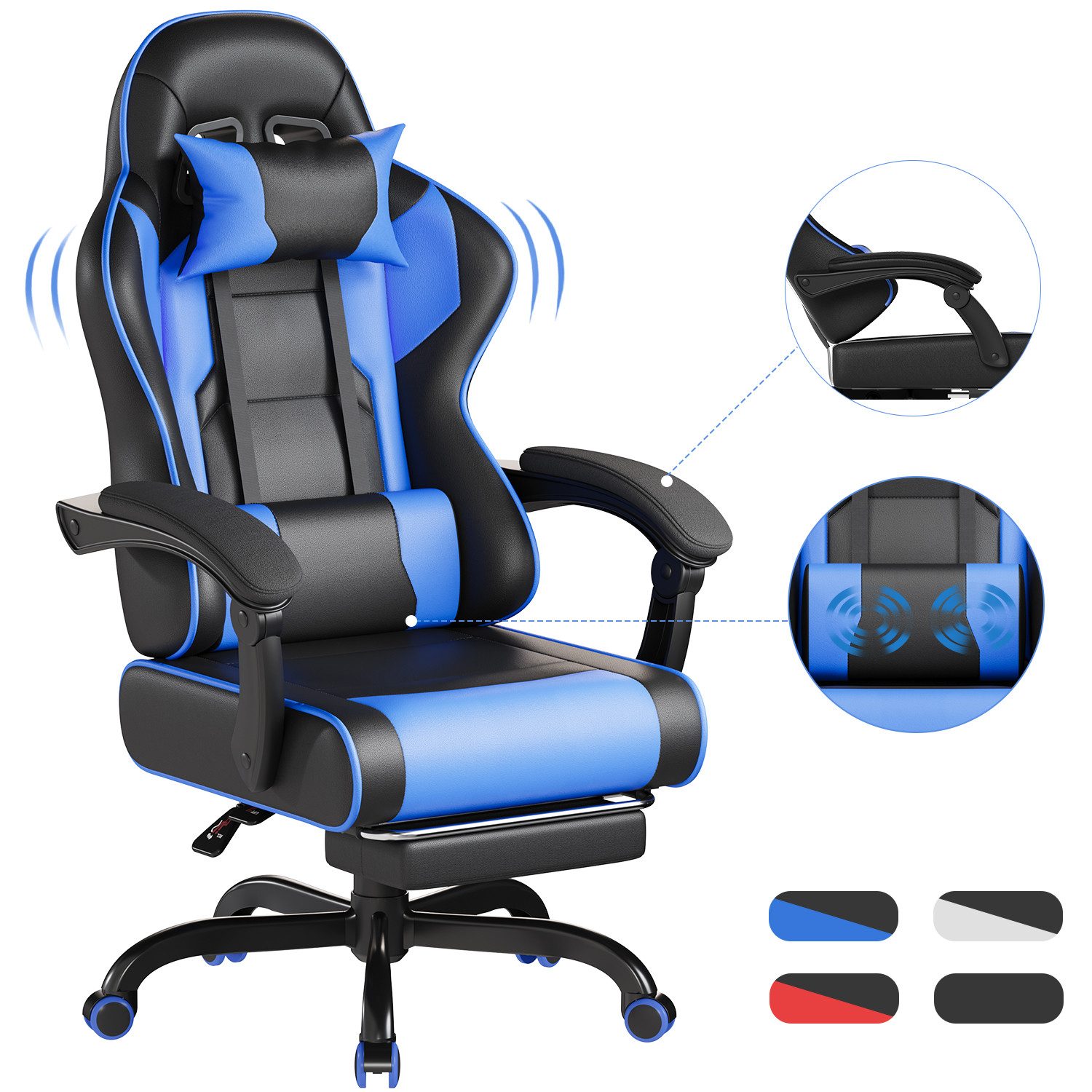 HOMALL Gaming-Stuhl Massage Bürostuhl mit Fußstütze,Kopfstütze günstig online kaufen