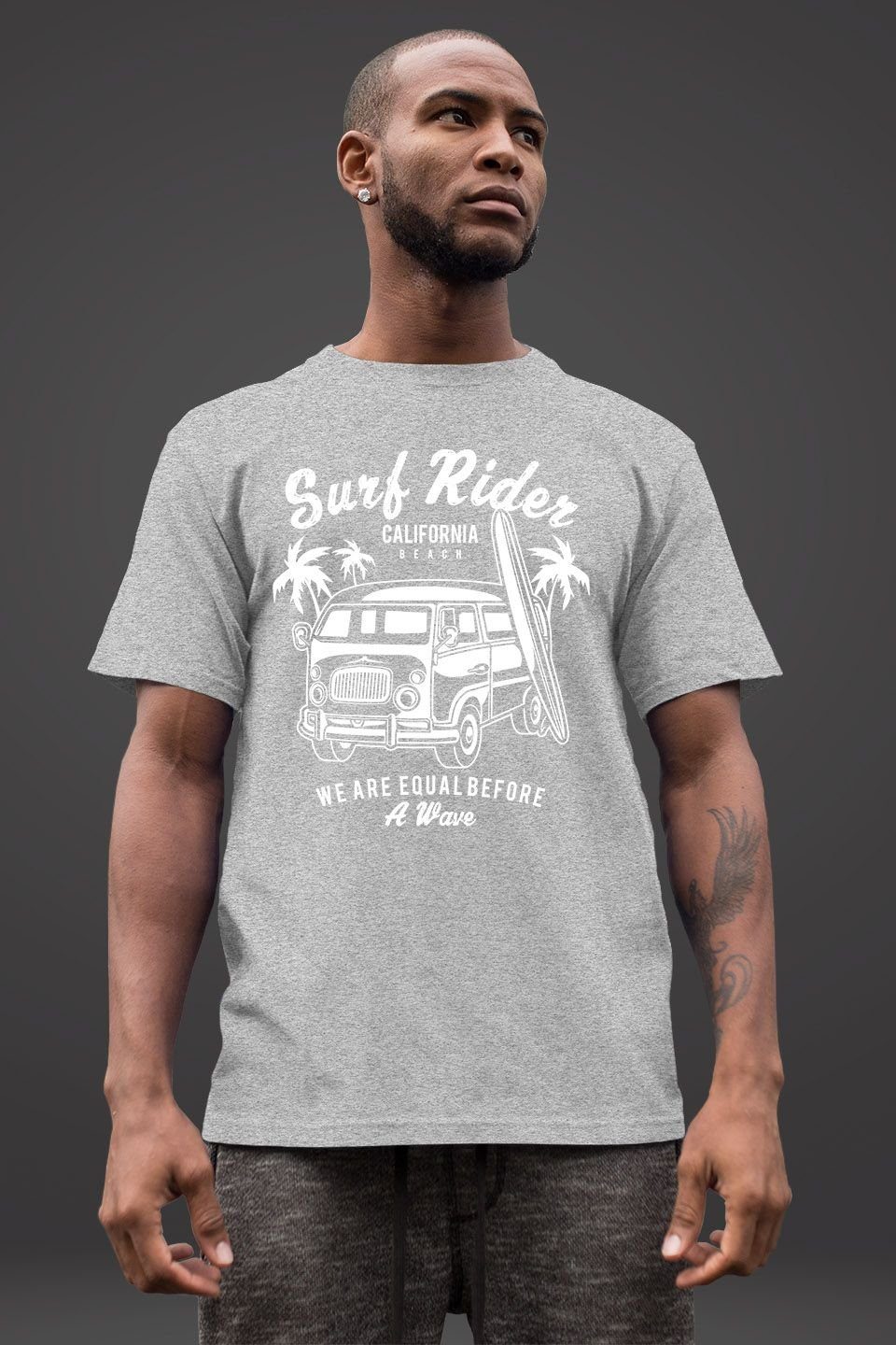 Neverless Print-Shirt Herren T-Shirt Bus Surfing Retro Slim Fit mit Print – Bild 3 von 5