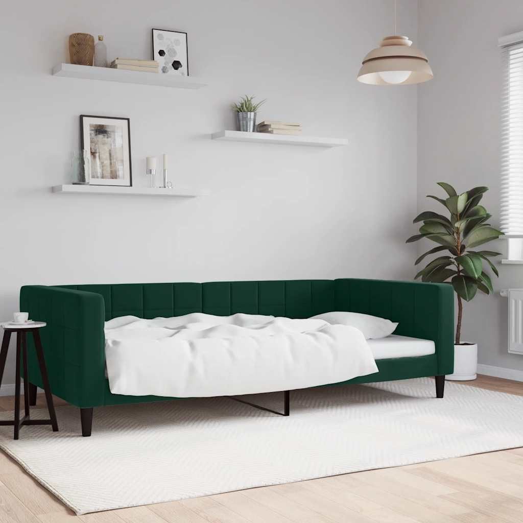 vidaXL Daybed, Tagesbett Dunkelgrün 100x200 cm Samt