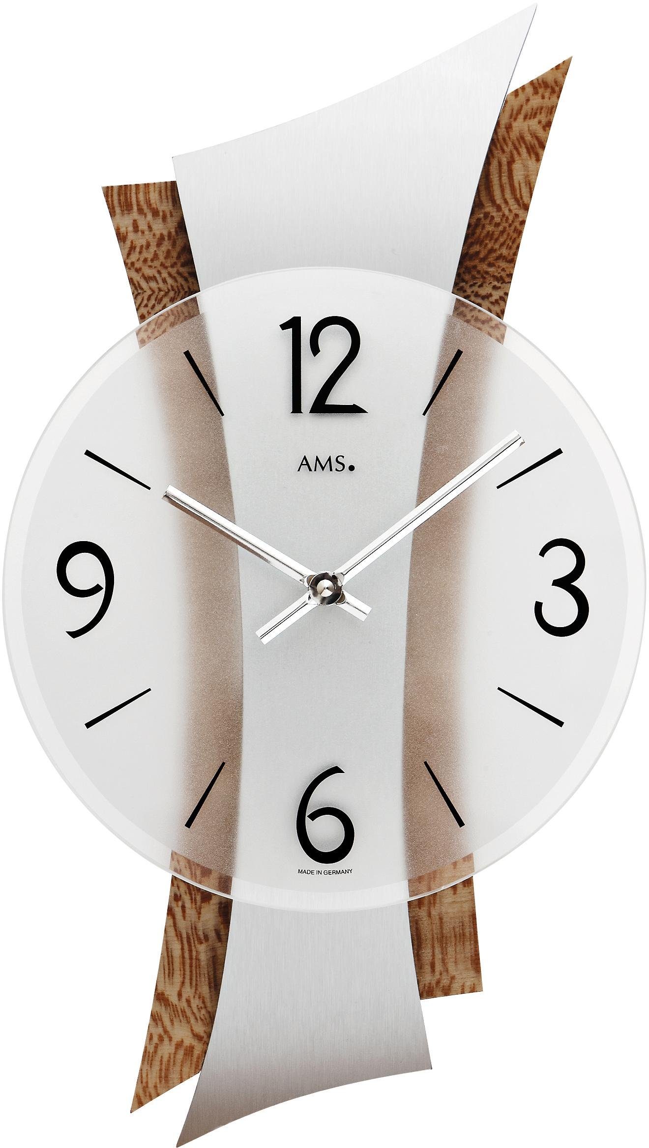 AMS Wanduhr 9401 (Quarzuhr,Holz,Wohnzimmer,Esszimmer,Küche,Made in Germany,Büro,Flur)