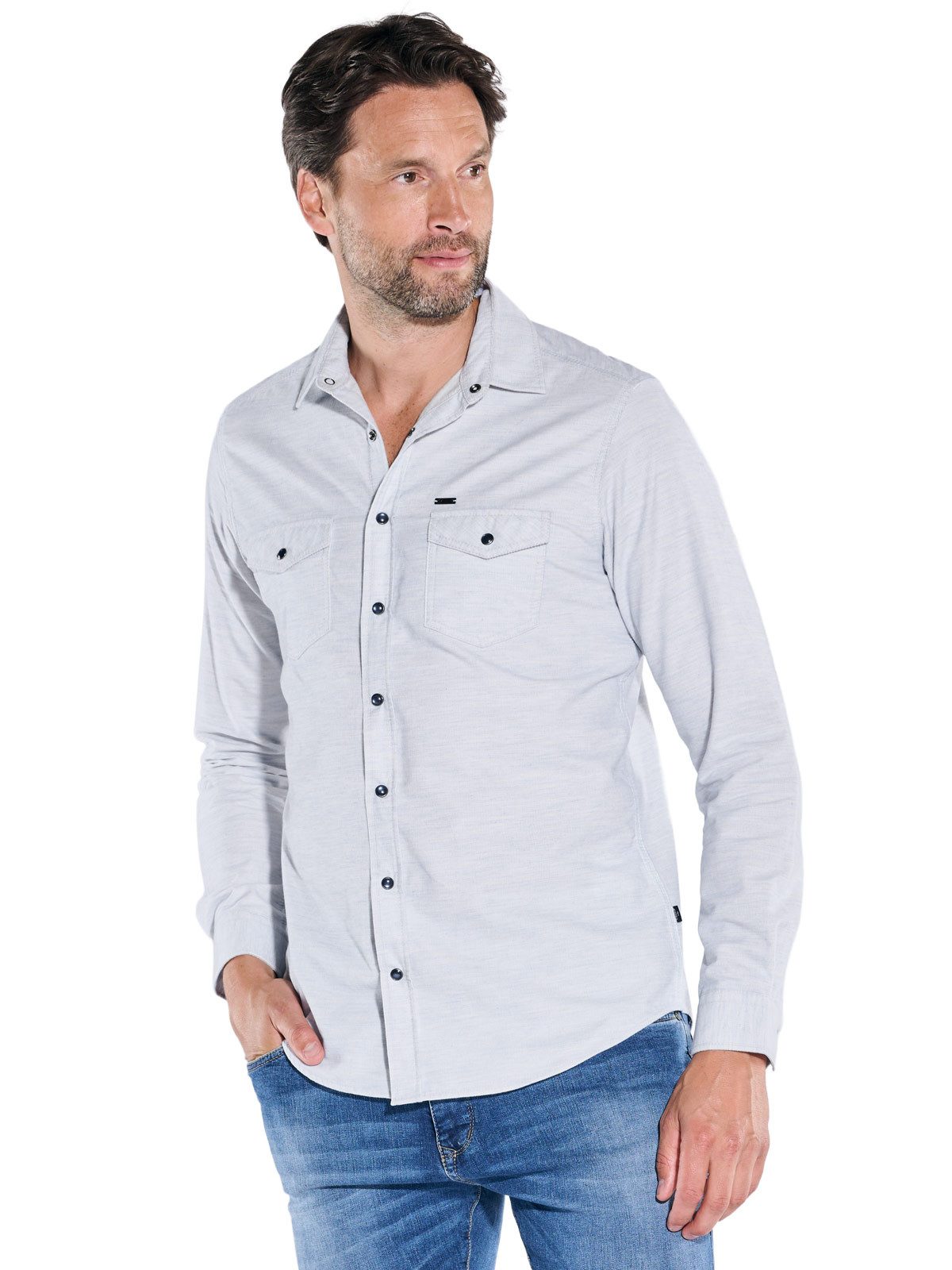 Engbers Langarmhemd Herren Langarm-Hemd uni, Hellblau