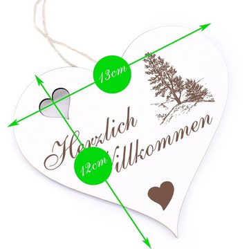 Dekolando Hängedekoration Herzlich Willkommen - Zirbelkiefer - 13x12cm