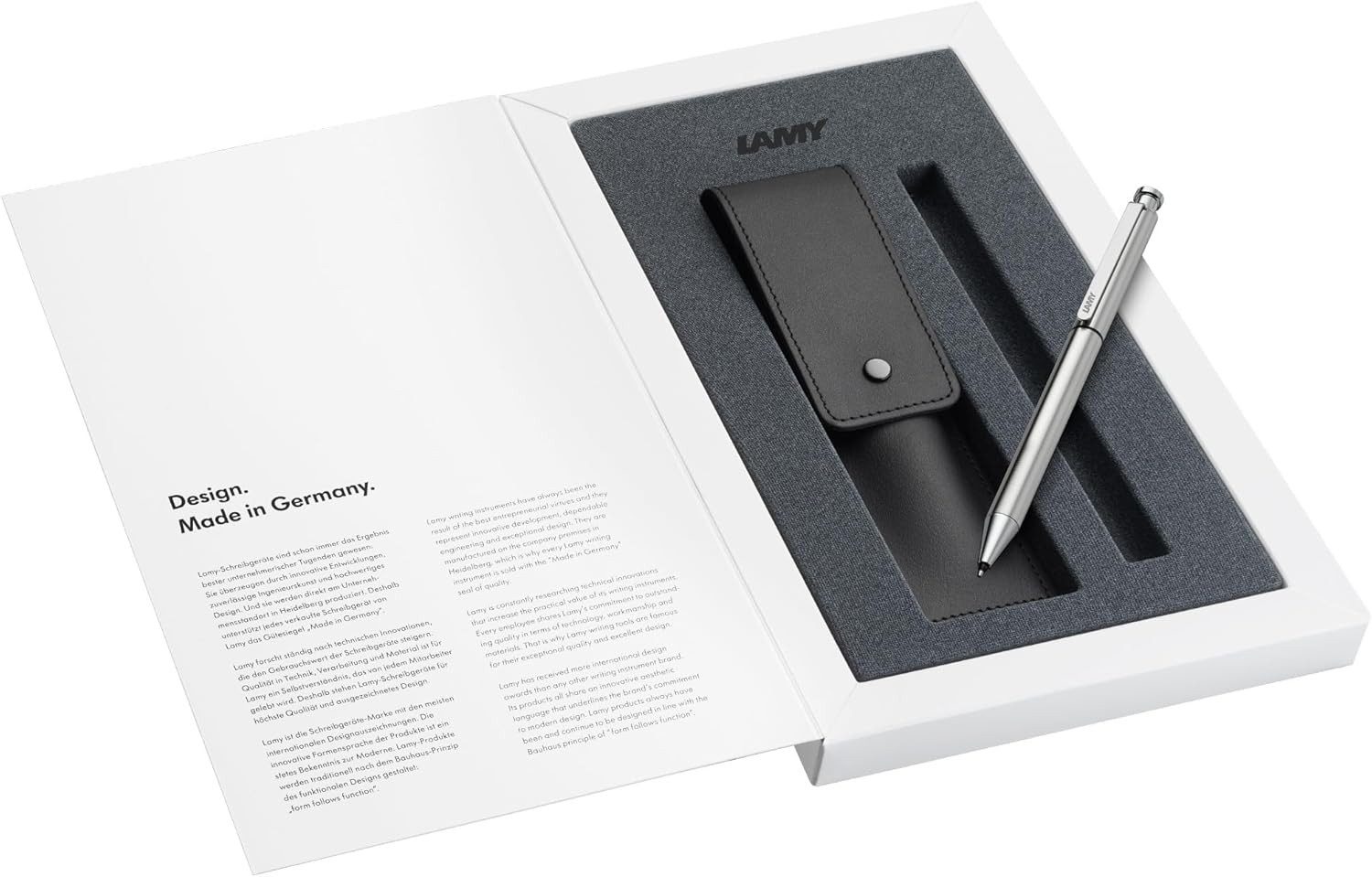 LAMY Kugelschreiber st twin pen, 2 in 1 Set [645] Kuli und Druckbleistift aus Edelstahl mit Lederetui