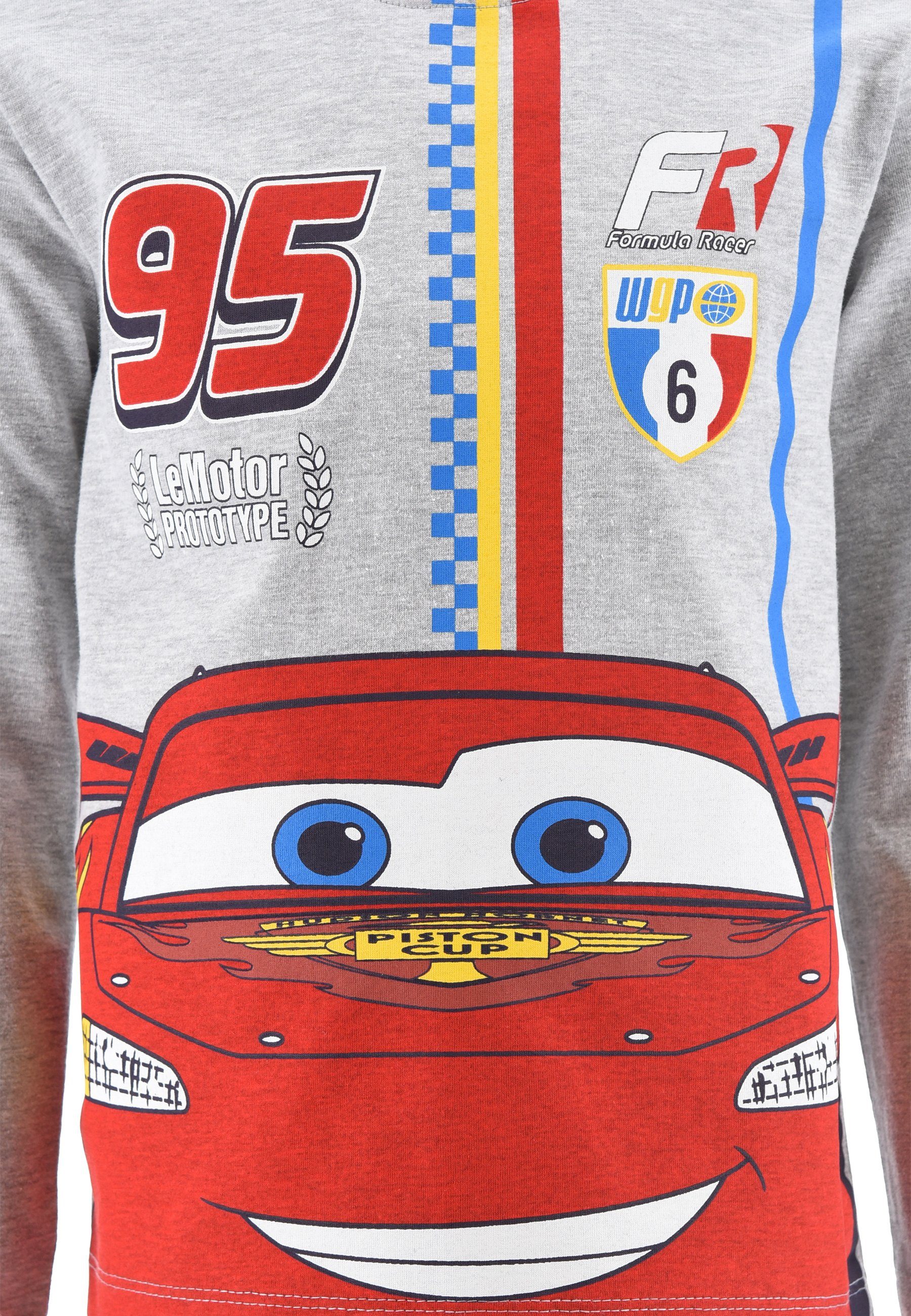 Schlafanzug Jungen Cars Disney (2 Schlafanzug McQueen Kinder Schlaf-Hose Langarm-Shirt Pyjama Lightning + Grau tlg)