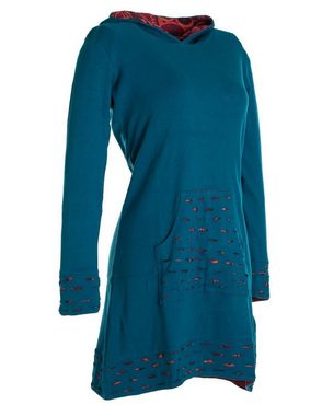 Vishes Midikleid Langarm-Shirtkleid Hoodie-Kleid mit Kapuze Übergangskleid, Jerseykleid