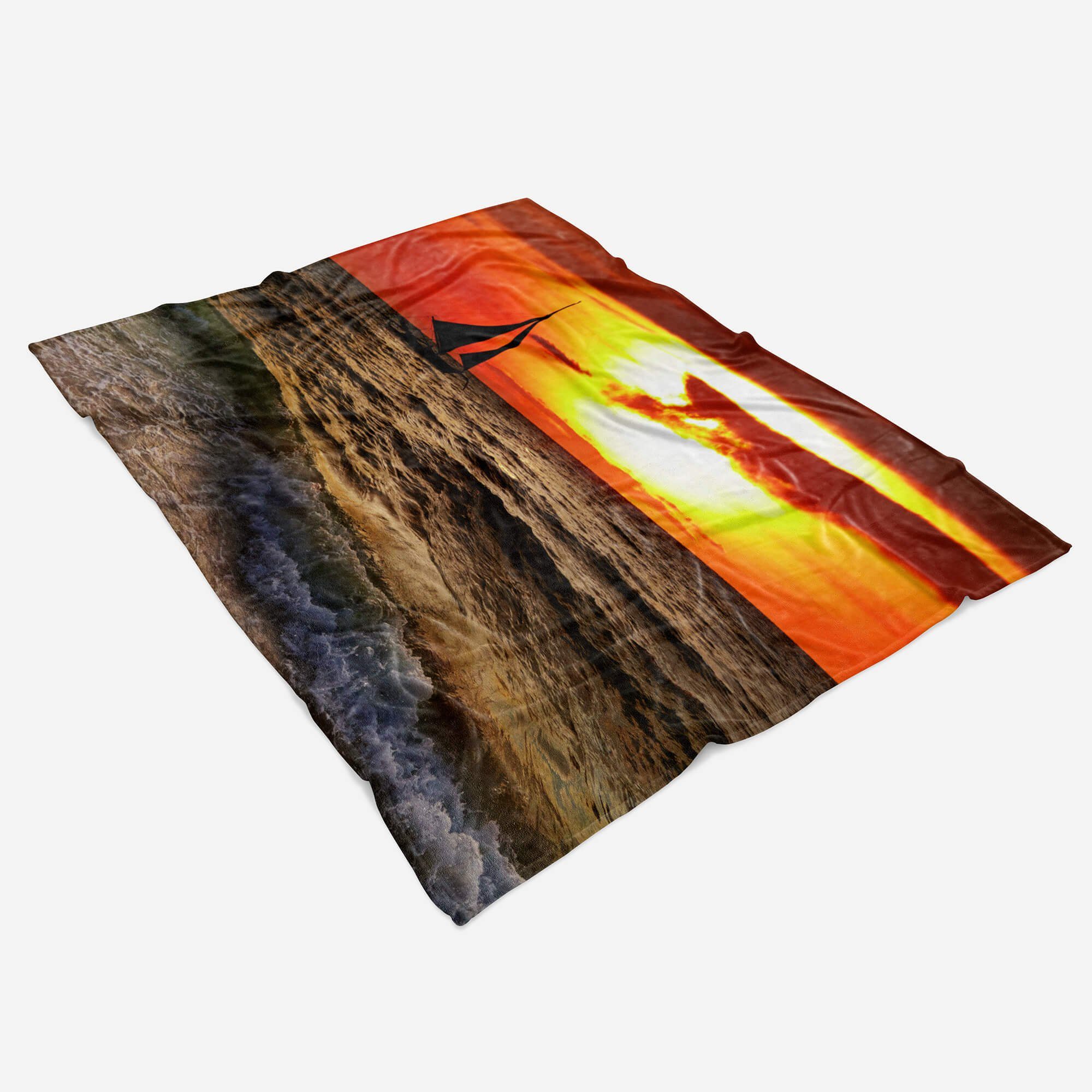 Art Handtücher Saunatuch mit Baumwolle-Polyester-Mix Seg, (1-St), Fotomotiv Handtuch Sinus Handtuch Abenddämmerung Kuscheldecke Strandhandtuch