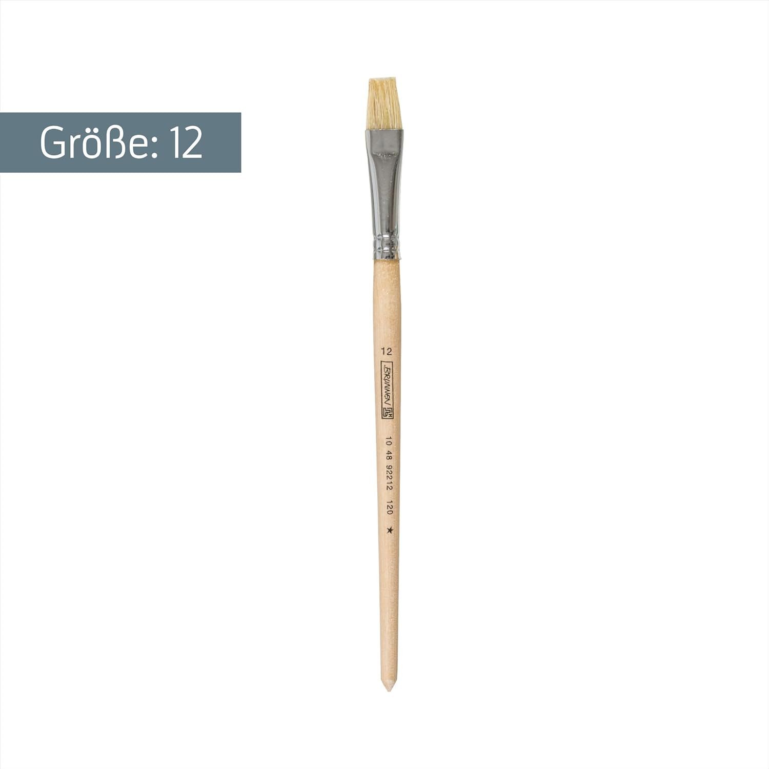 BRUNNEN Pinsel Baier & Schneider Borstenpinsel Flach 12mm - Naturholzstiel für Schule