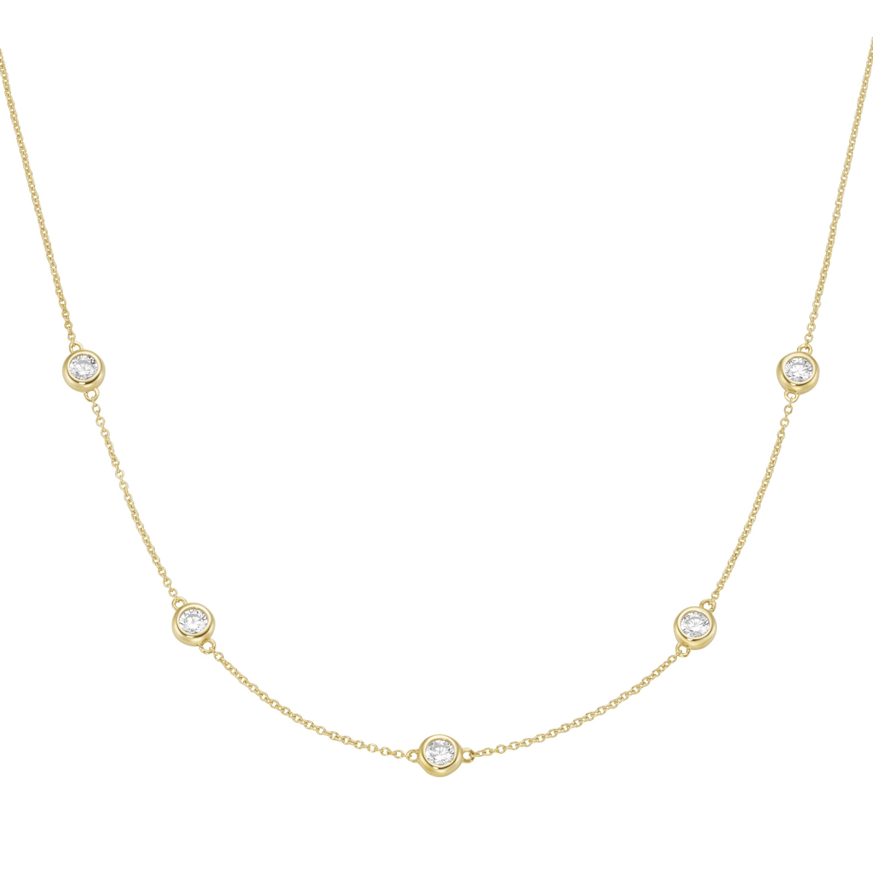 Goldkette Ankerkette mit Zirkonia, Gold 375