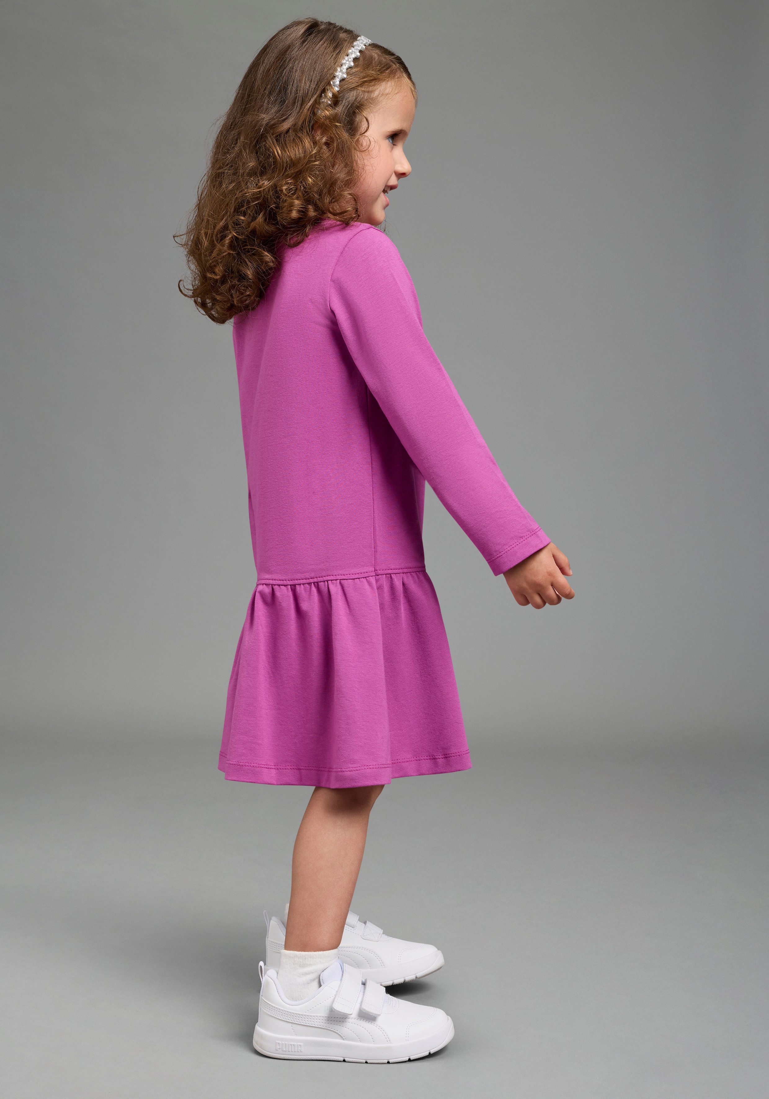 KIDSWORLD Jerseykleid HAPPY GLITZER TAG kniefreie Länge, verspielter Look, aus Baumwollmischung