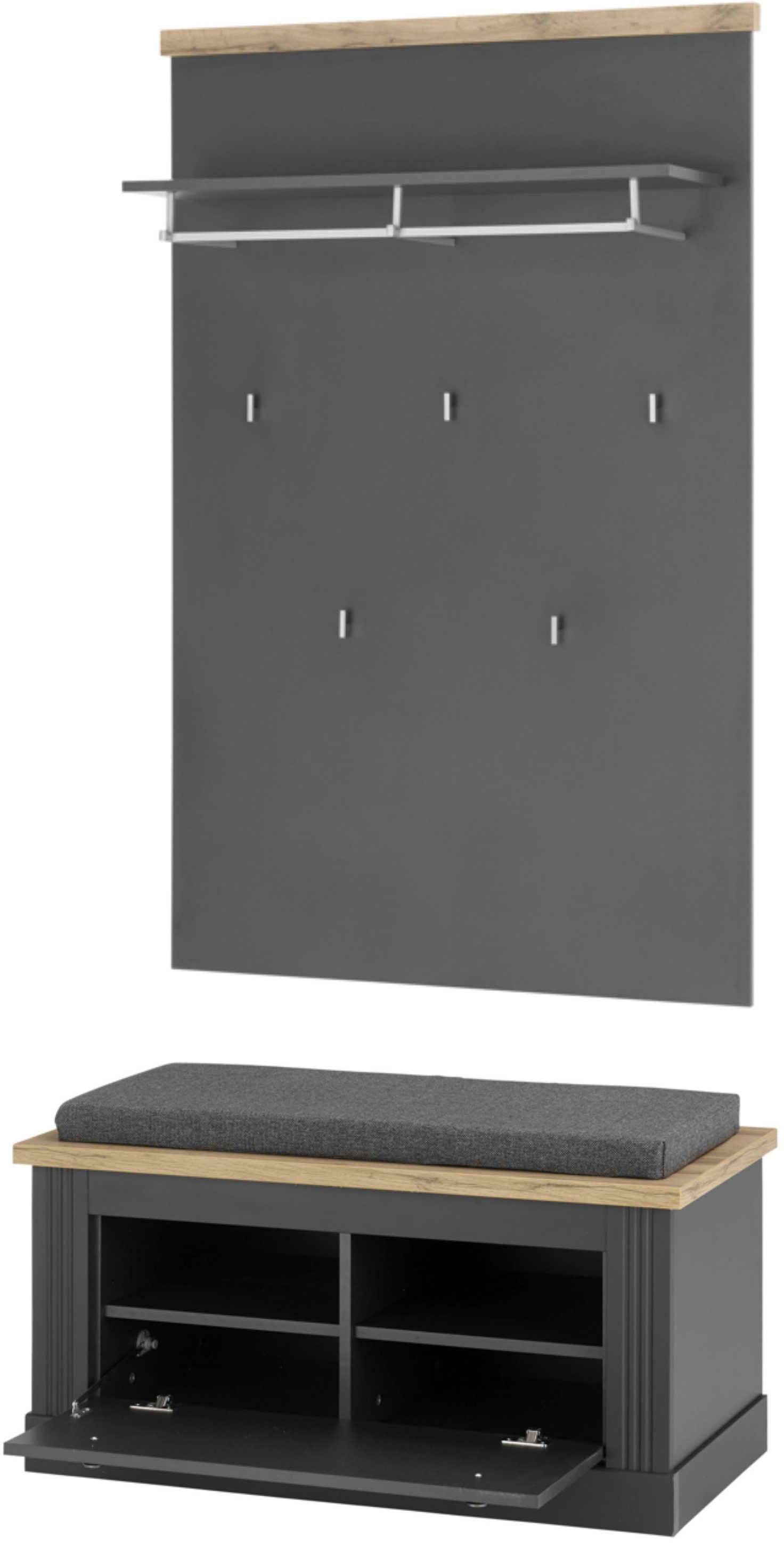 OTTO home Garderoben-Set Westminster, Garderobe im Landhausstil, Komplettset mit viel Stauraum, (2-St), enthält Schuhbank +Sitzkissen und Paneel, in 2 Farben erhältlich