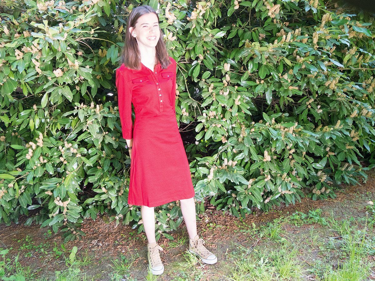 Brigitte von Boch Hemdblusenkleid Millet Stretch-Kleid burgund