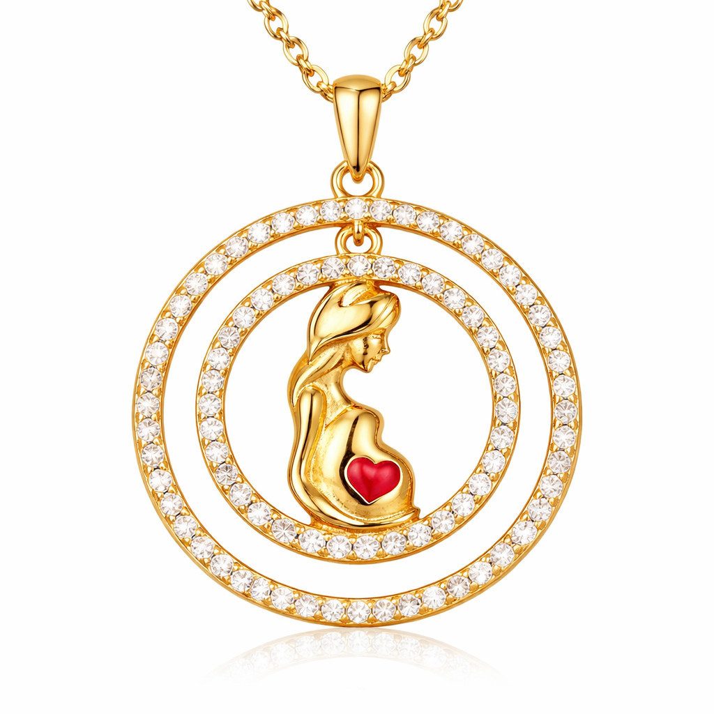 PAVELS Kette mit Anhänger Mom, Raffinierte Goldkette für (werdende) Mütter