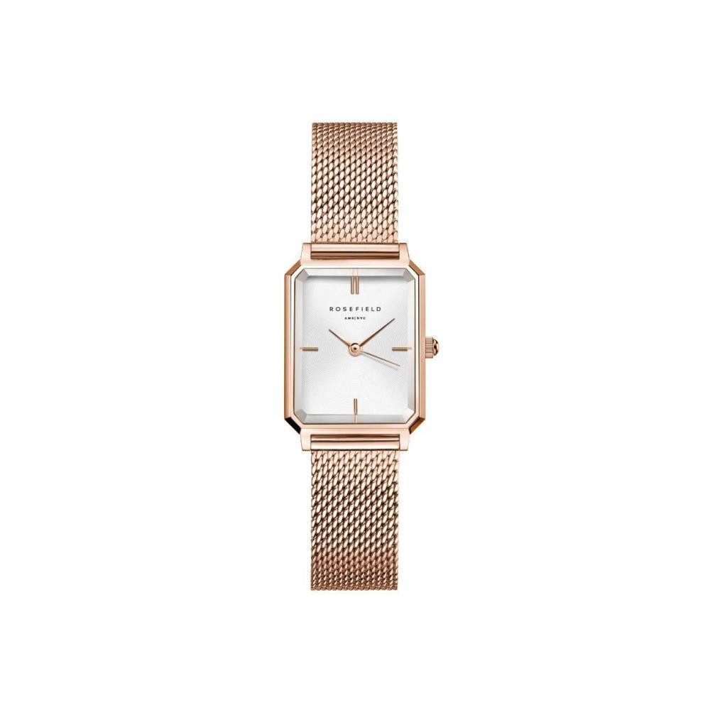 Quarzuhr ROSEFIELD Damenuhr Octagon XS Mesh Weiß Rosegold OWRMR-O59