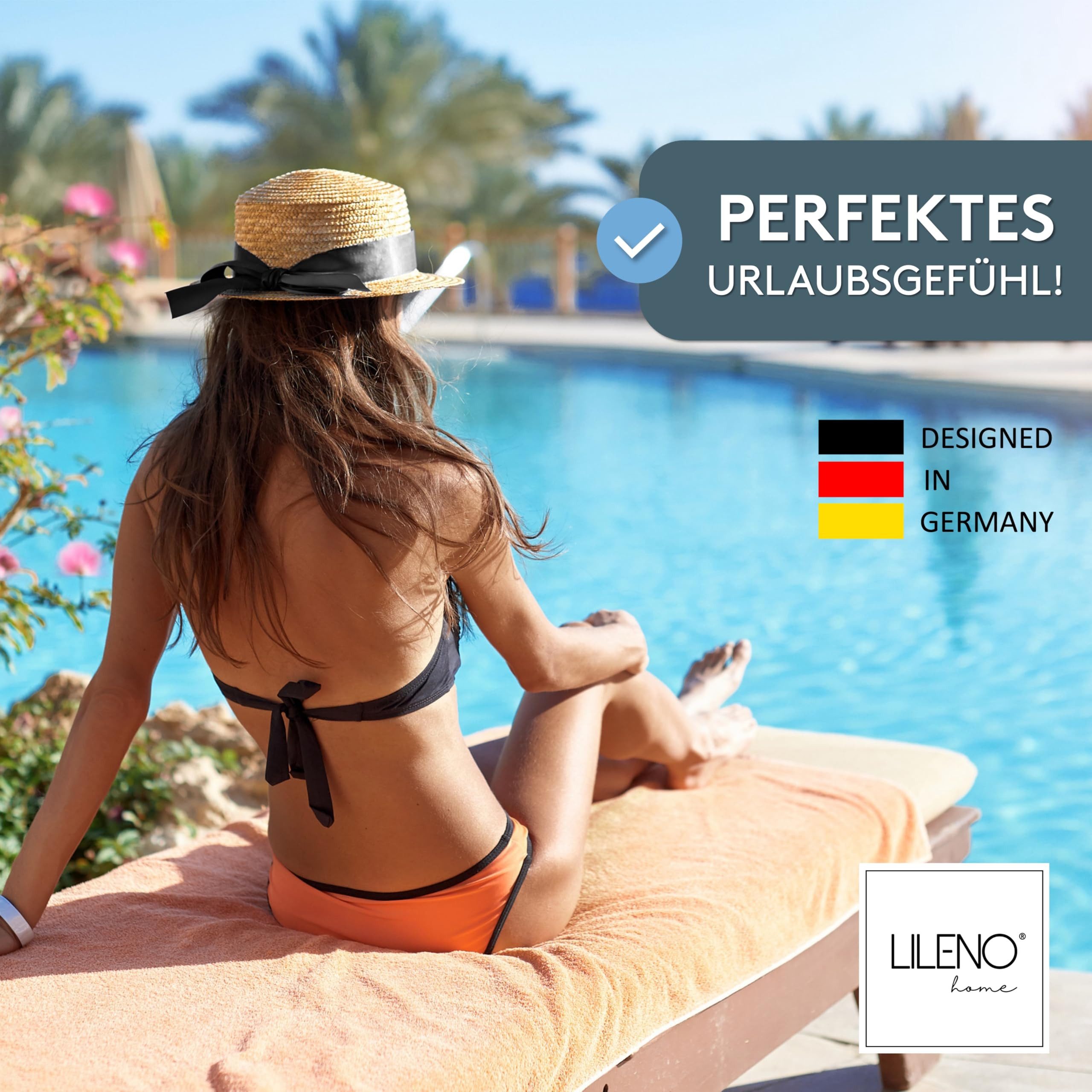 LILENO HOME Liegenauflage mit Kopfkissen perfekt für Strandliege, Sonnenliege Auflage, (1er Set), 1er Set Polster Auflage für Rollliegen in Aqua