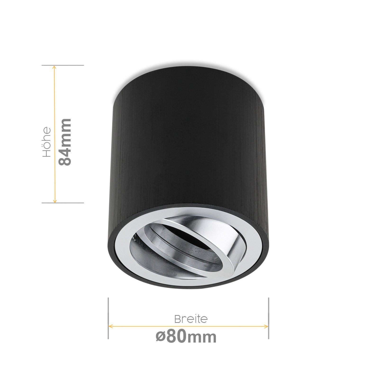 Sweet LED Aufbauleuchte GU10 Deckenspot rund & schwenkbar Aluminium schwarz 230V, schwenkbar, ohne Leuchtmittel, Aufbaustrahler LED, Aufbauspot, Deckenstrahler