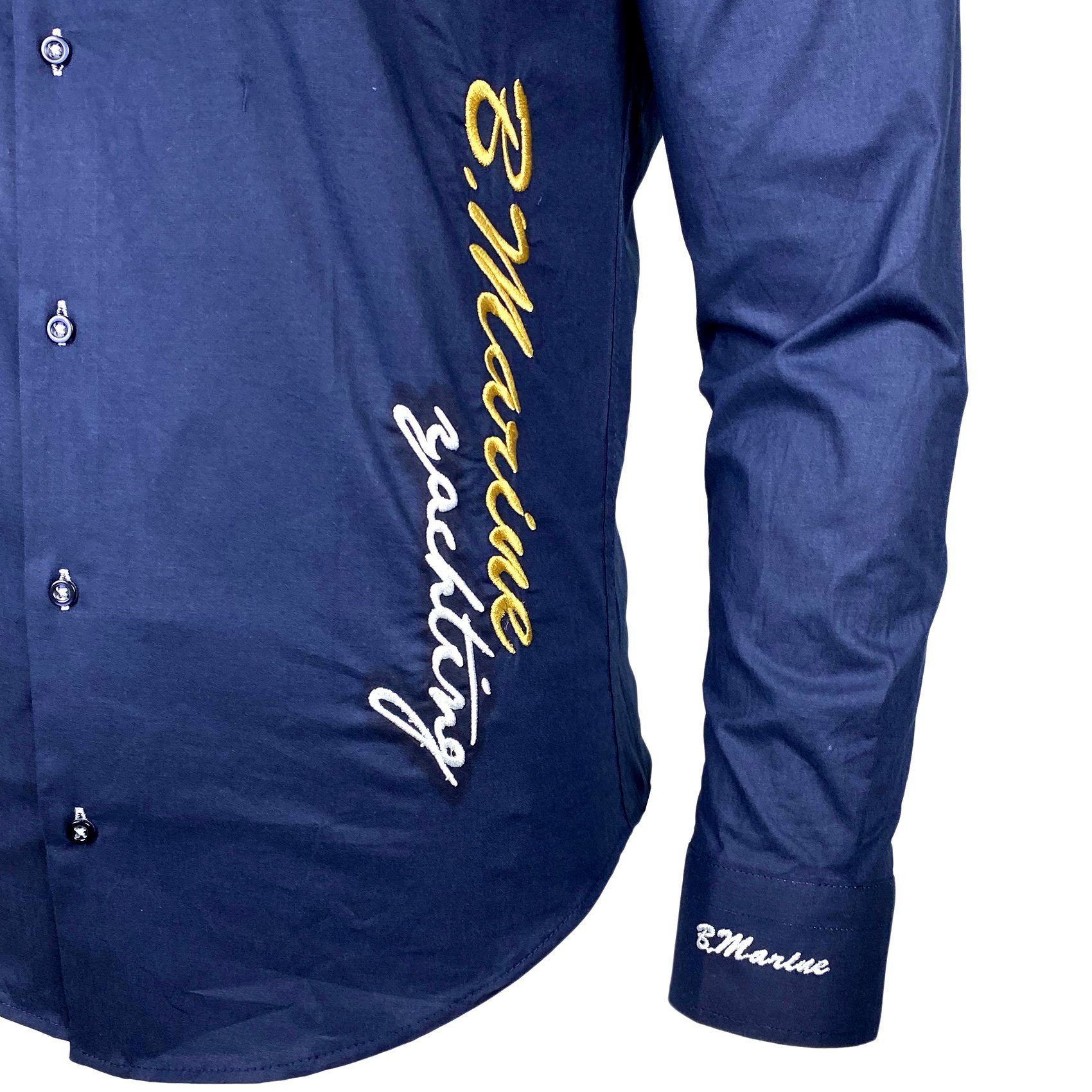 Baxboy Langarmhemd Baxboy Edel Dezent Herren Hemd Stickerei Hemden Kontrast Langarm B-508