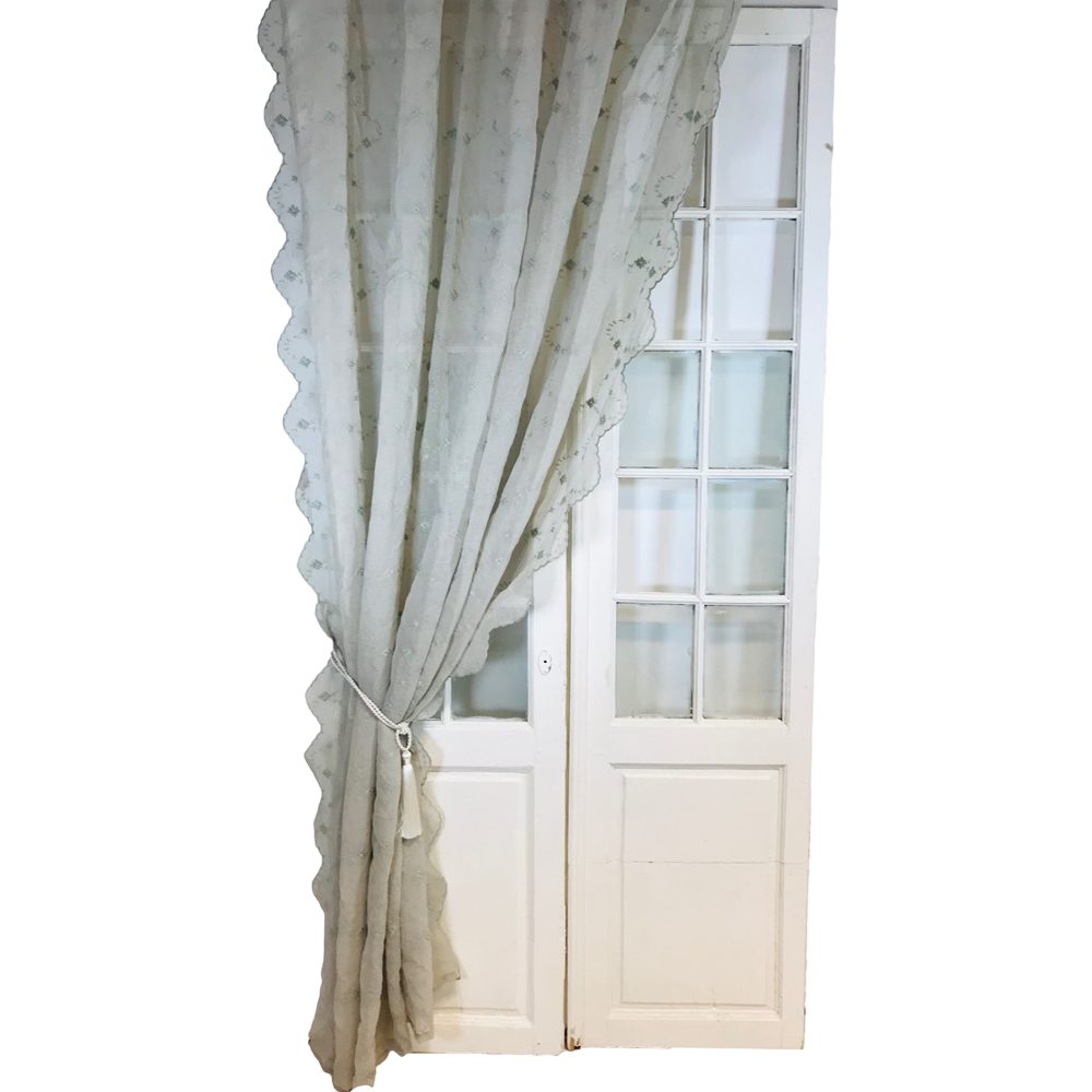 van Deurs Danmark Gardine Crushed Rose (1 St), Bindebänder, halbtransparent, Polyester, bestickte Gardine Store im Landhaus Stil