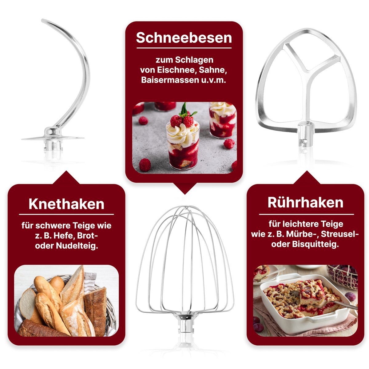 CLATRONIC Küchenmaschine KM 3765, XXL Knetmaschine 10L mit starkem 1500W Motor