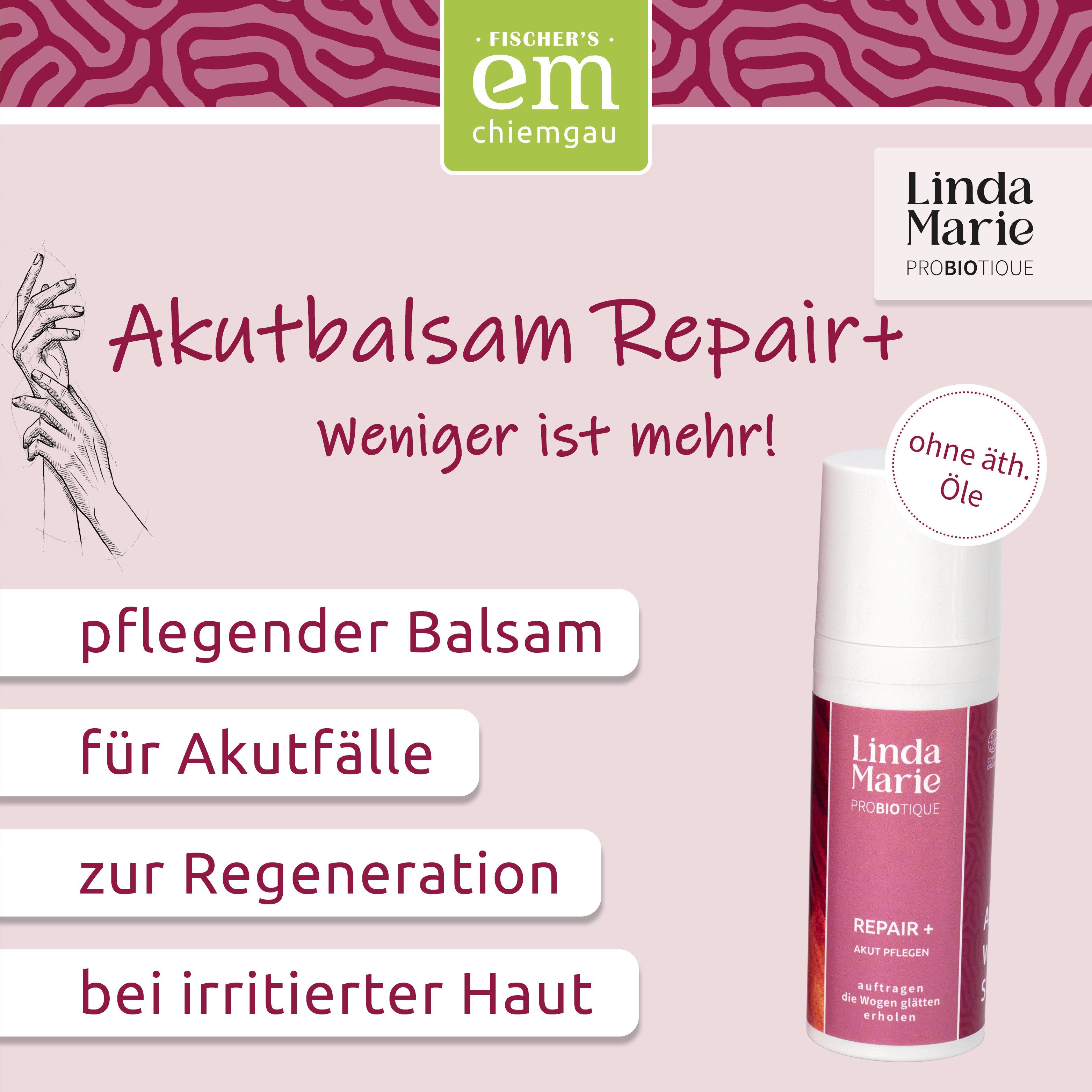 Fischer's EM-Chiemgau Gesichtspflege Linda Marie Probiotique Akutbalsam Repair+, Naturkosmetik Akutbalsam mit Zinkoxid & Zunderschwamm, duftfrei, vegan